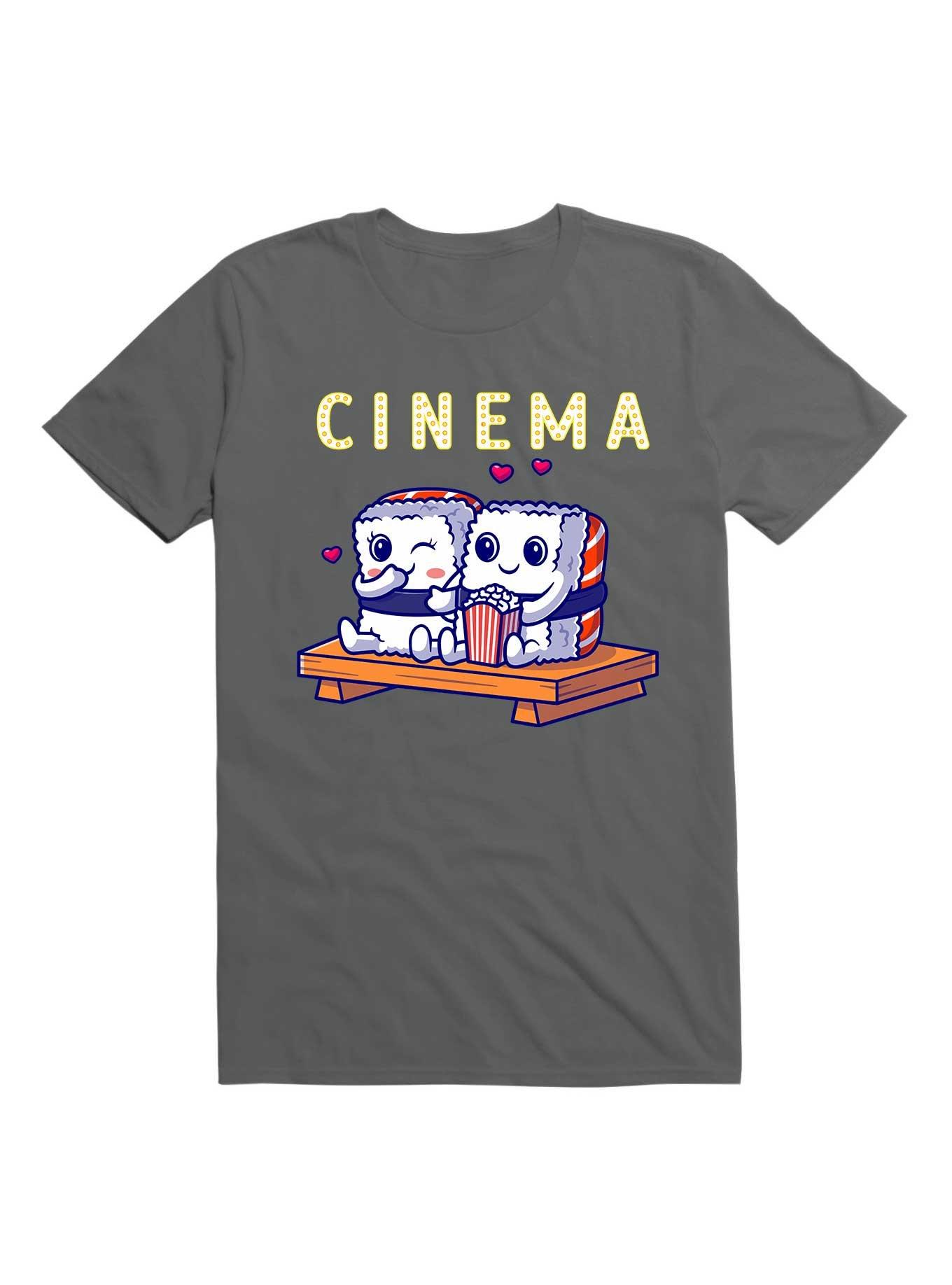 Kawaii Funny Cute Sushi Couple Watching Home Cinema T-Shirt, , hi-res