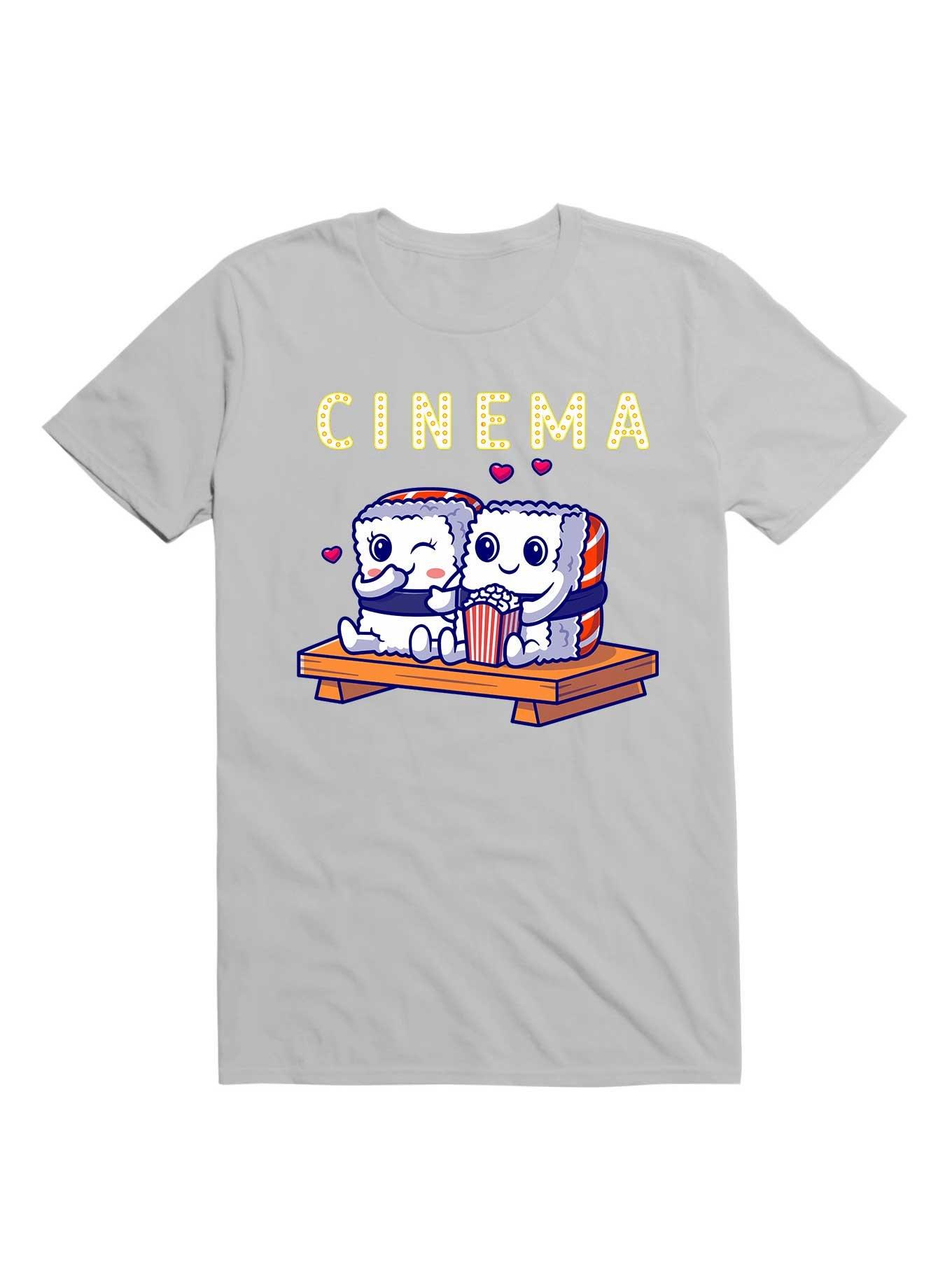 Kawaii Funny Cute Sushi Couple Watching Home Cinema T-Shirt, , hi-res
