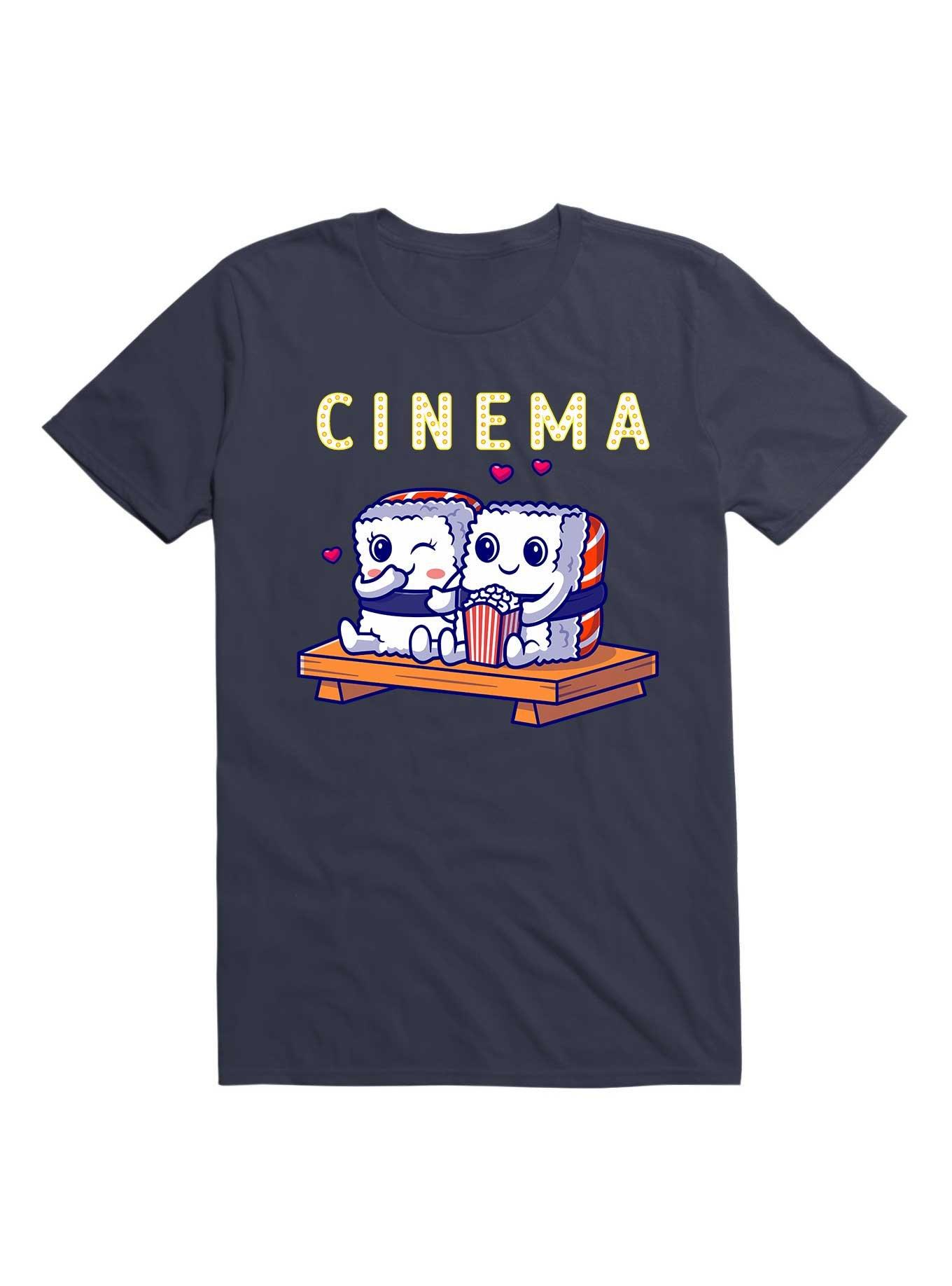 Kawaii Funny Cute Sushi Couple Watching Home Cinema T-Shirt, , hi-res