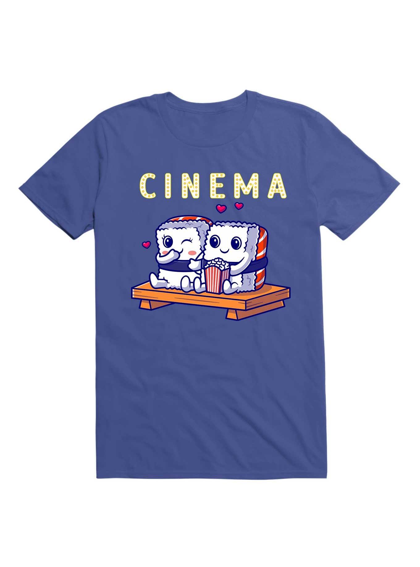 Kawaii Funny Cute Sushi Couple Watching Home Cinema T-Shirt, ROYAL, hi-res