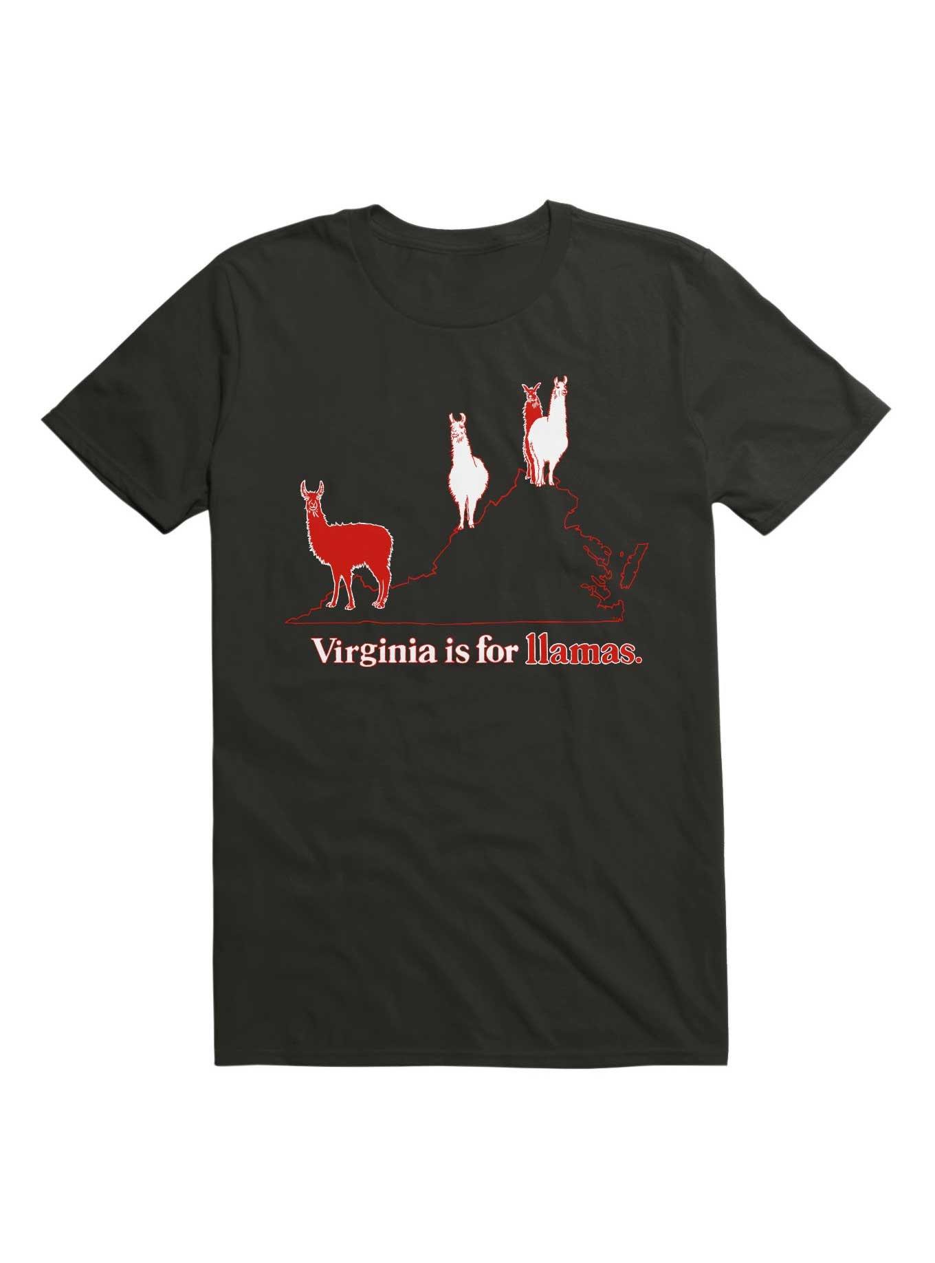 Kawaii Virginia is For Llamas T-Shirt, BLACK, hi-res