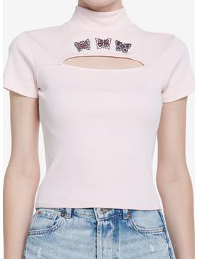 Sweet Society Butterfly Embroidery Cutout Turtleneck Girls Top, , hi-res