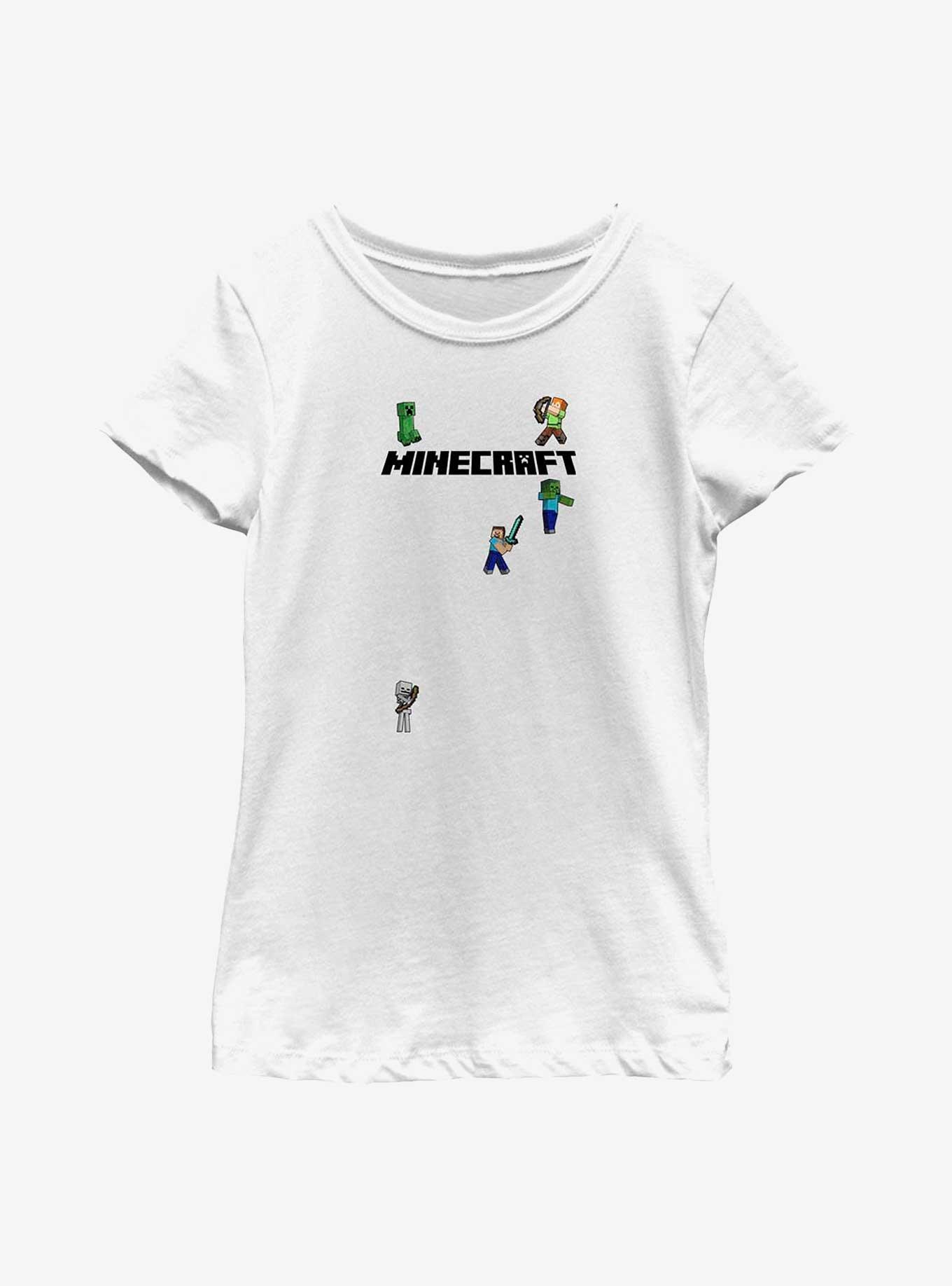 Minecraft Logo Sprites Overworld Youth Girls T-Shirt, WHITE, hi-res