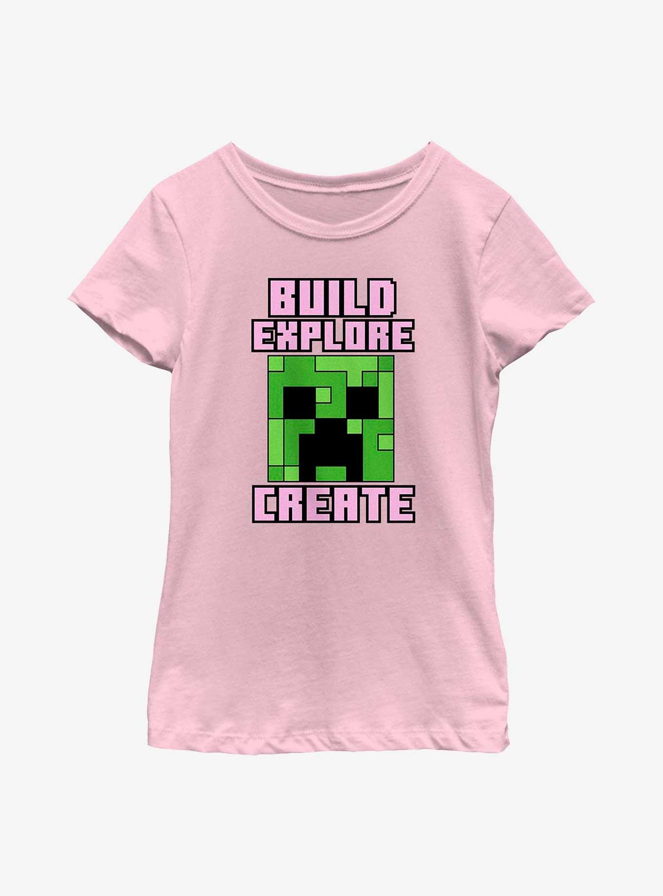 Minecraft Creeper Create Youth Girls T-Shirt, PINK, hi-res