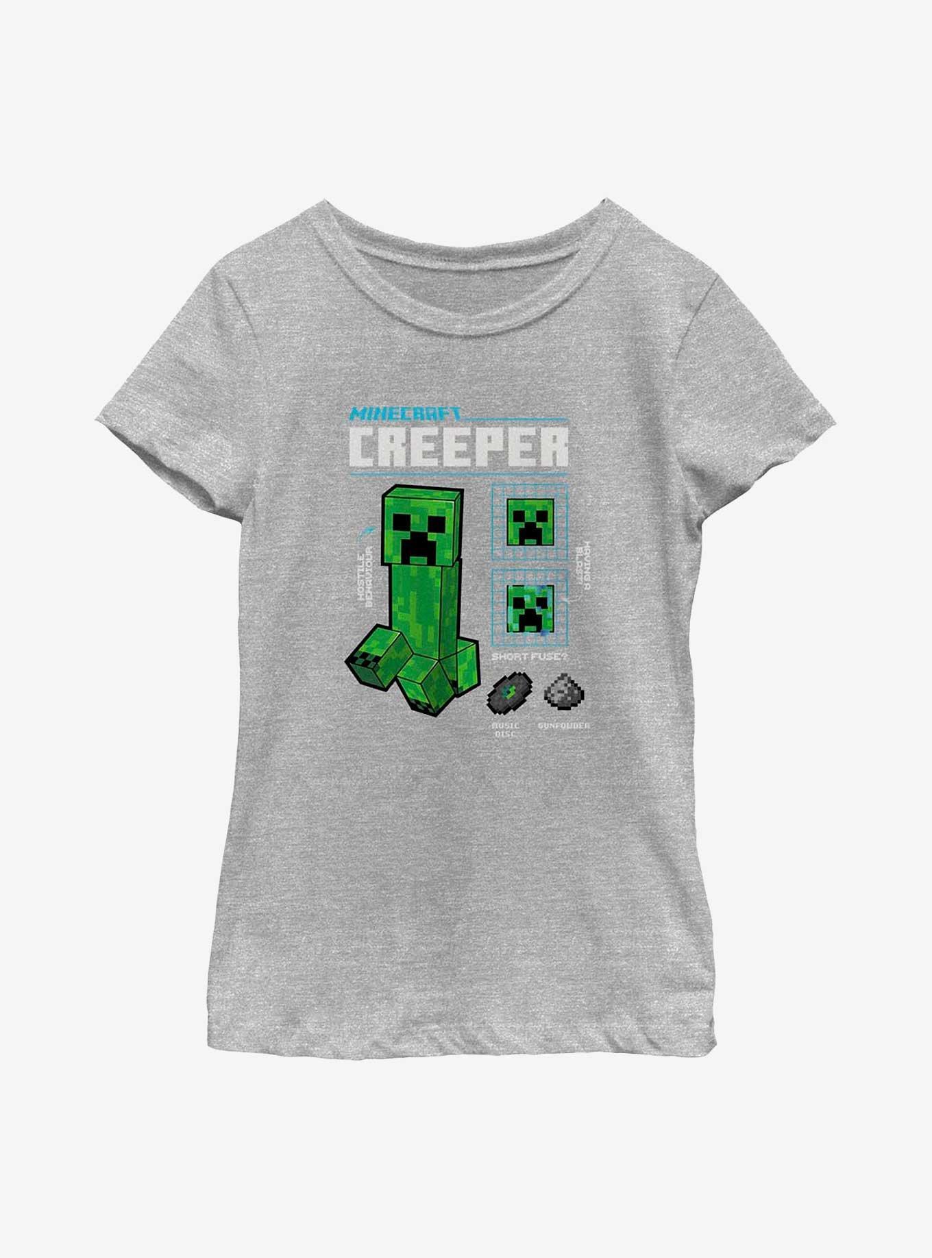 Minecraft Creeper Graph Youth Girls T-Shirt, ATH HTR, hi-res