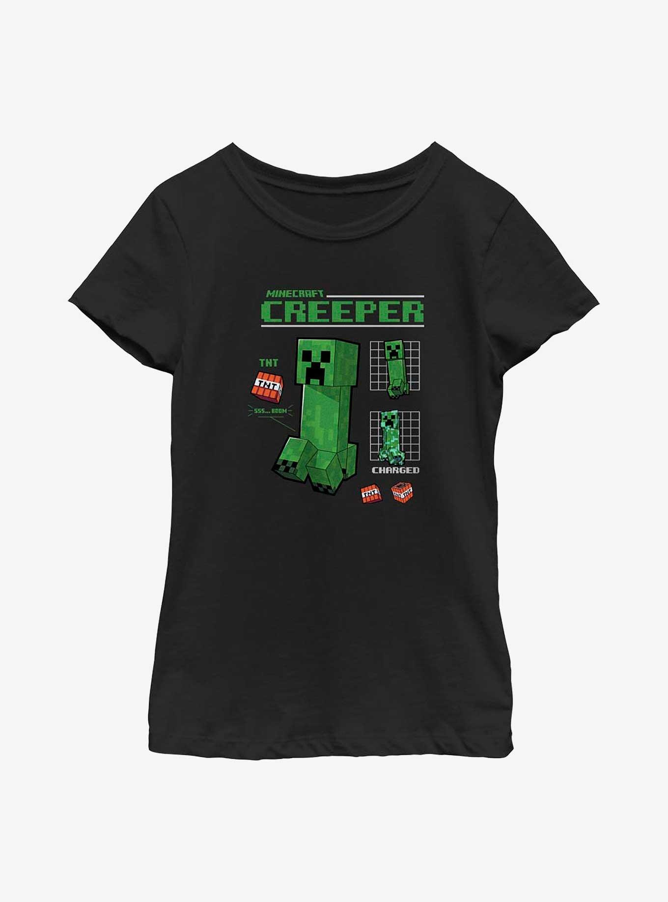 Minecraft Creeper Graph TNT Youth Girls T-Shirt, BLACK, hi-res