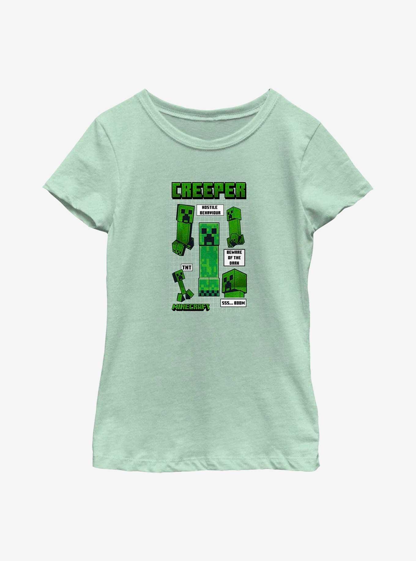 Minecraft Creeper Infogram Youth Girls T-Shirt, MINT, hi-res