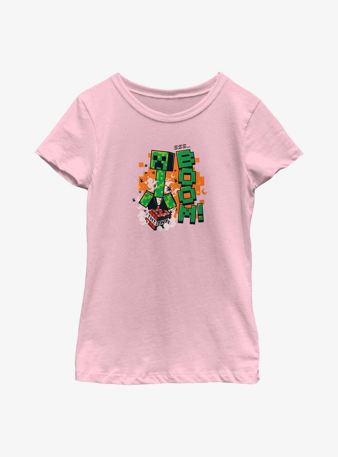 Minecraft Creeper SSS Boom Youth Girls T-Shirt, PINK, hi-res