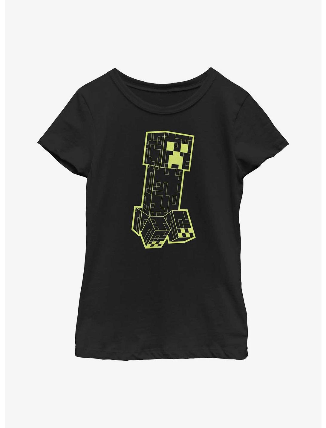 Minecraft Danger Creeper Grid Youth Girls T-Shirt, BLACK, hi-res