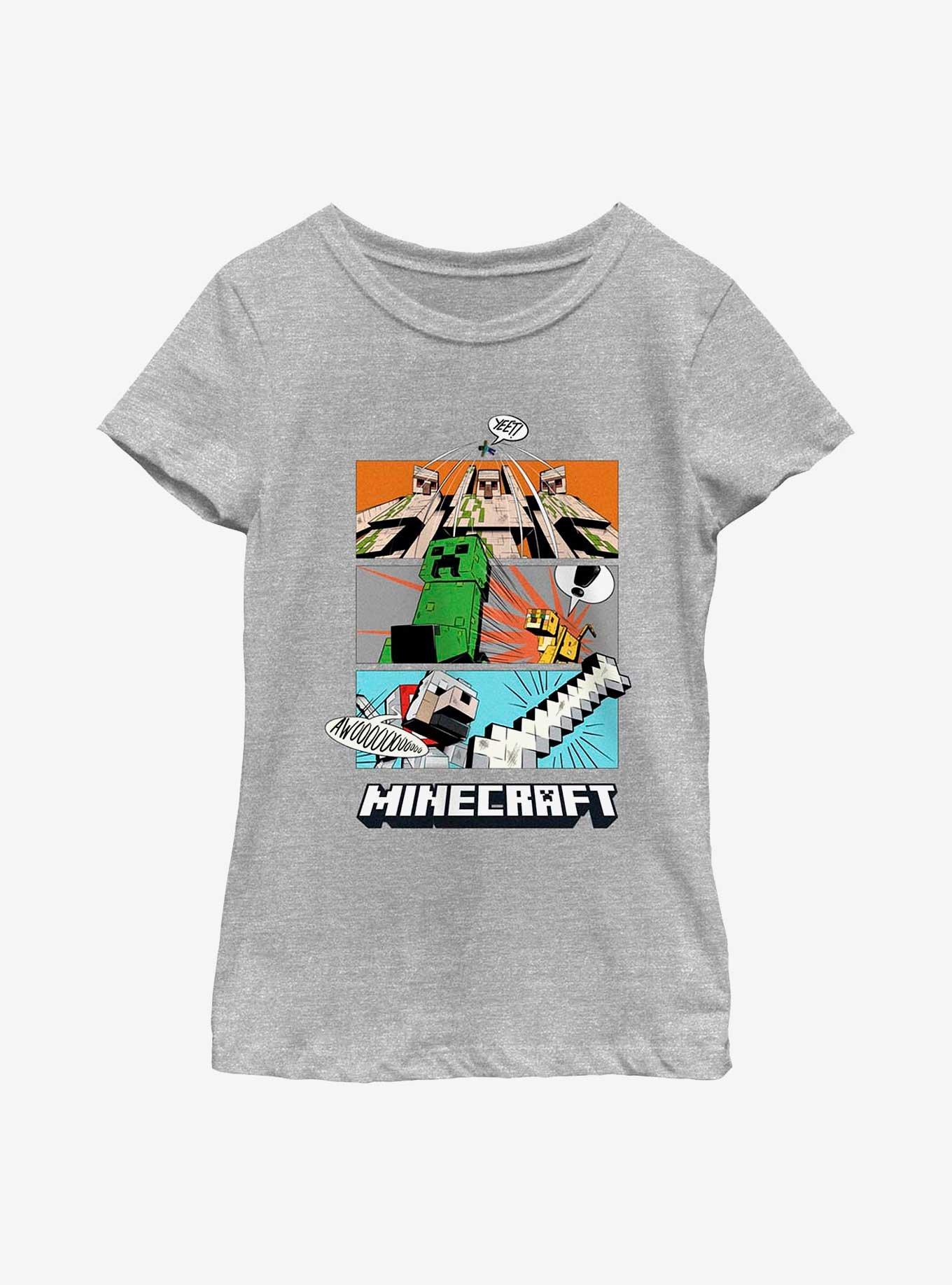 Minecraft Forced Panels Youth Girls T-Shirt, ATH HTR, hi-res