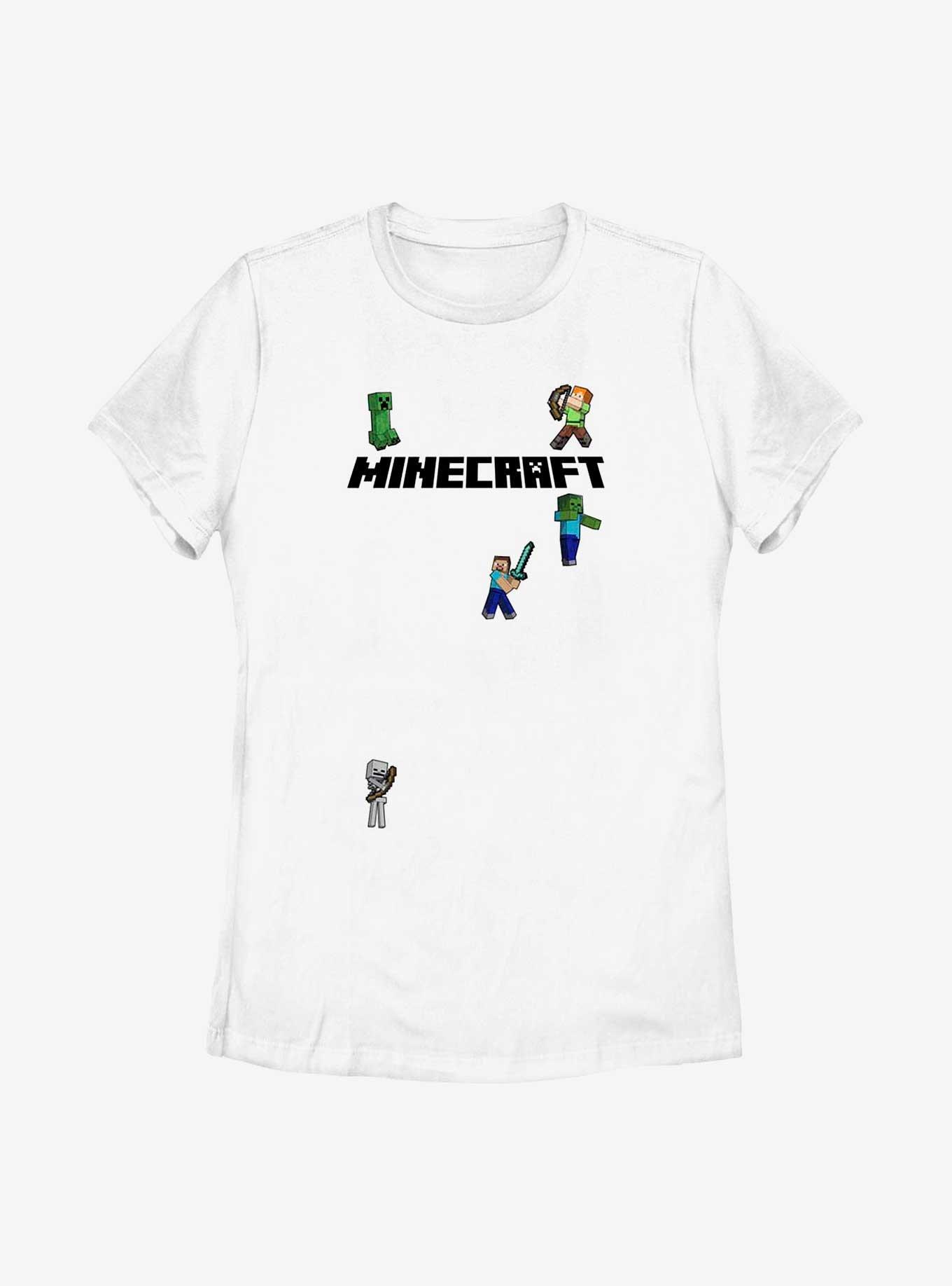 Minecraft Logo Sprites Overworld Womens T-Shirt, WHITE, hi-res