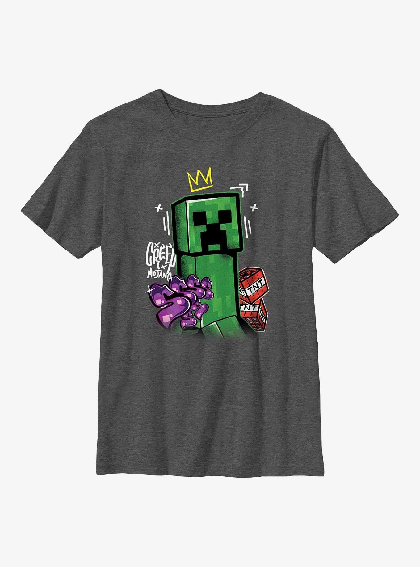 Minecraft Big Creep Crowned Youth T-Shirt, CHAR HTR, hi-res