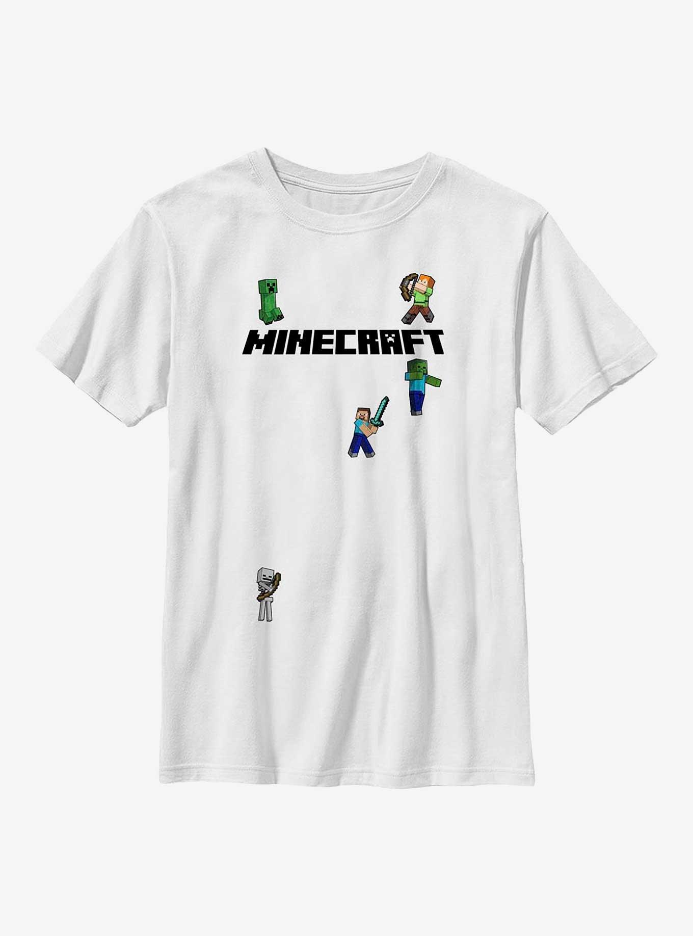 Minecraft Logo Sprites Overworld Youth T-Shirt, WHITE, hi-res