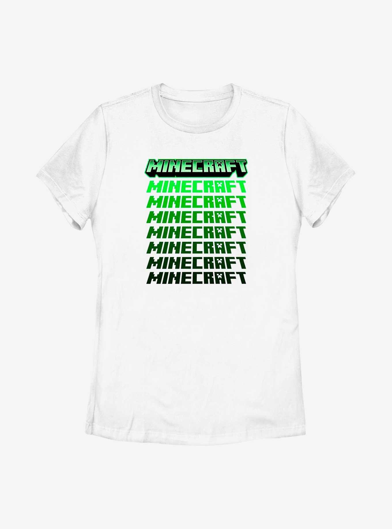 Minecraft Chrome Stacked Logo Womens T-Shirt, WHITE, hi-res