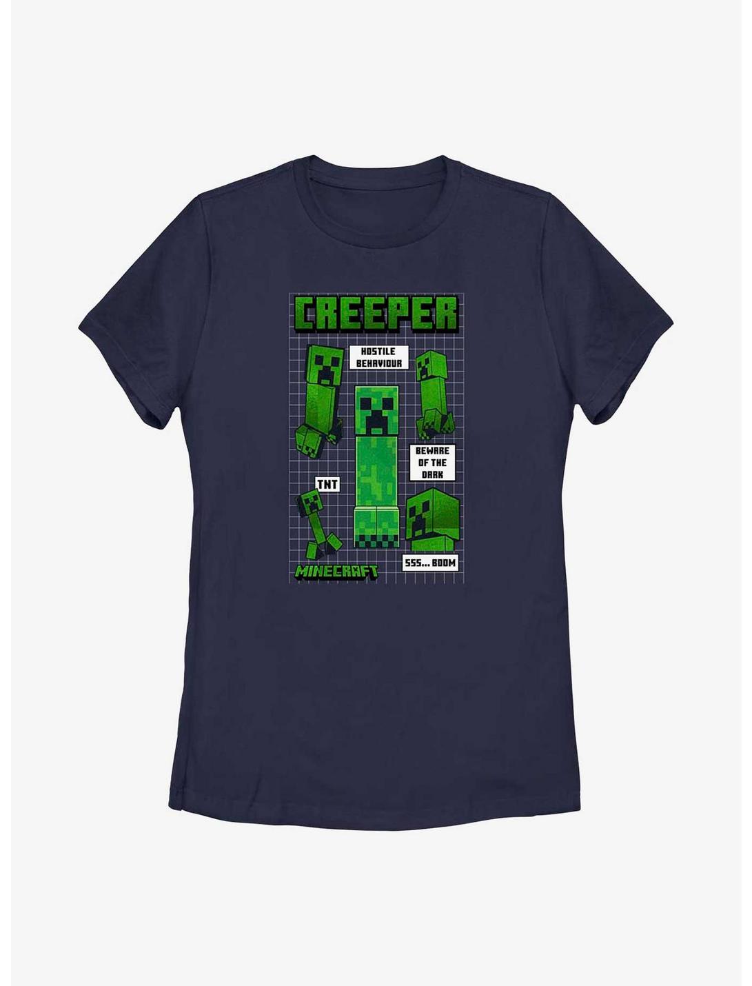 Minecraft Creeper Infogram Womens T-Shirt, NAVY, hi-res