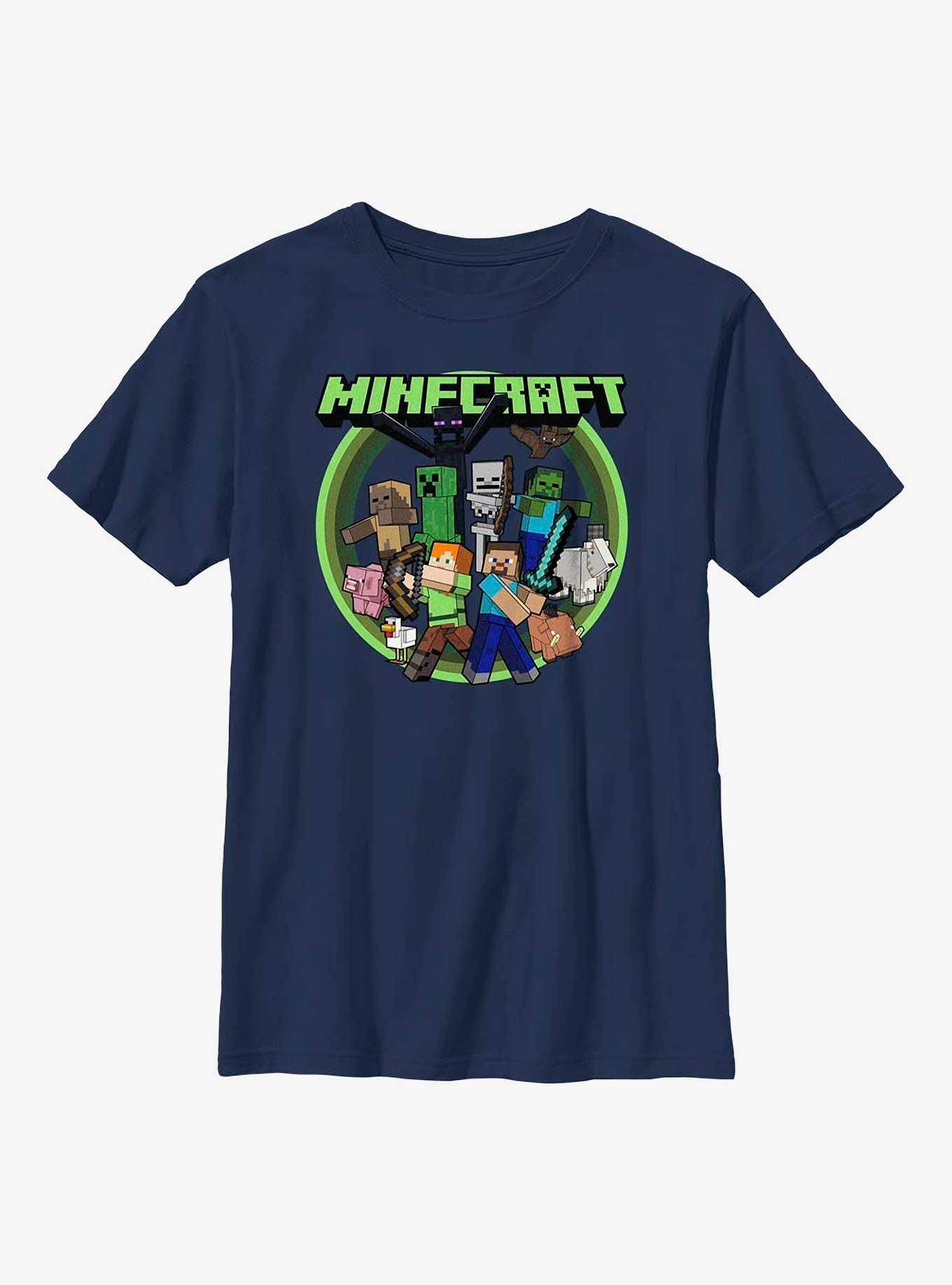 Minecraft All Aboard Youth T-Shirt, NAVY, hi-res