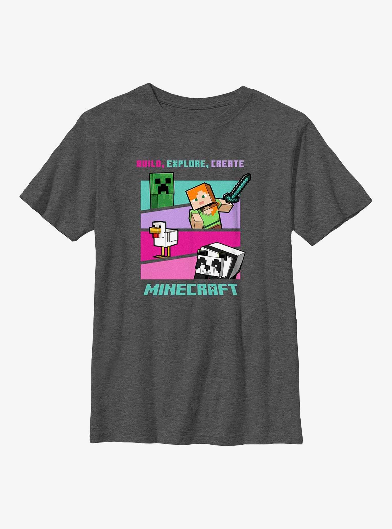 Minecraft Create Your World Youth T-Shirt, CHAR HTR, hi-res