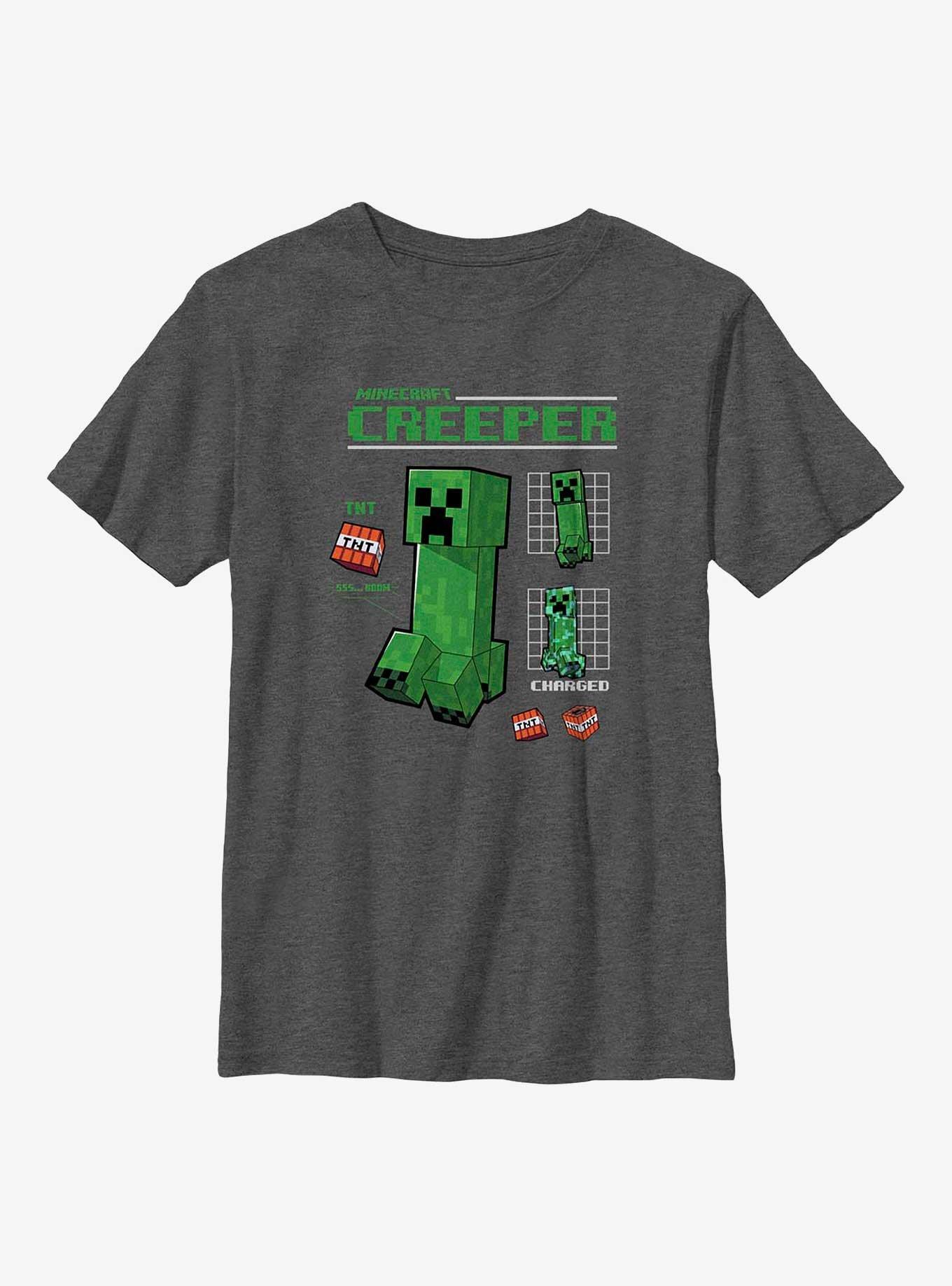 Minecraft Creeper Graph Youth T-Shirt, CHAR HTR, hi-res