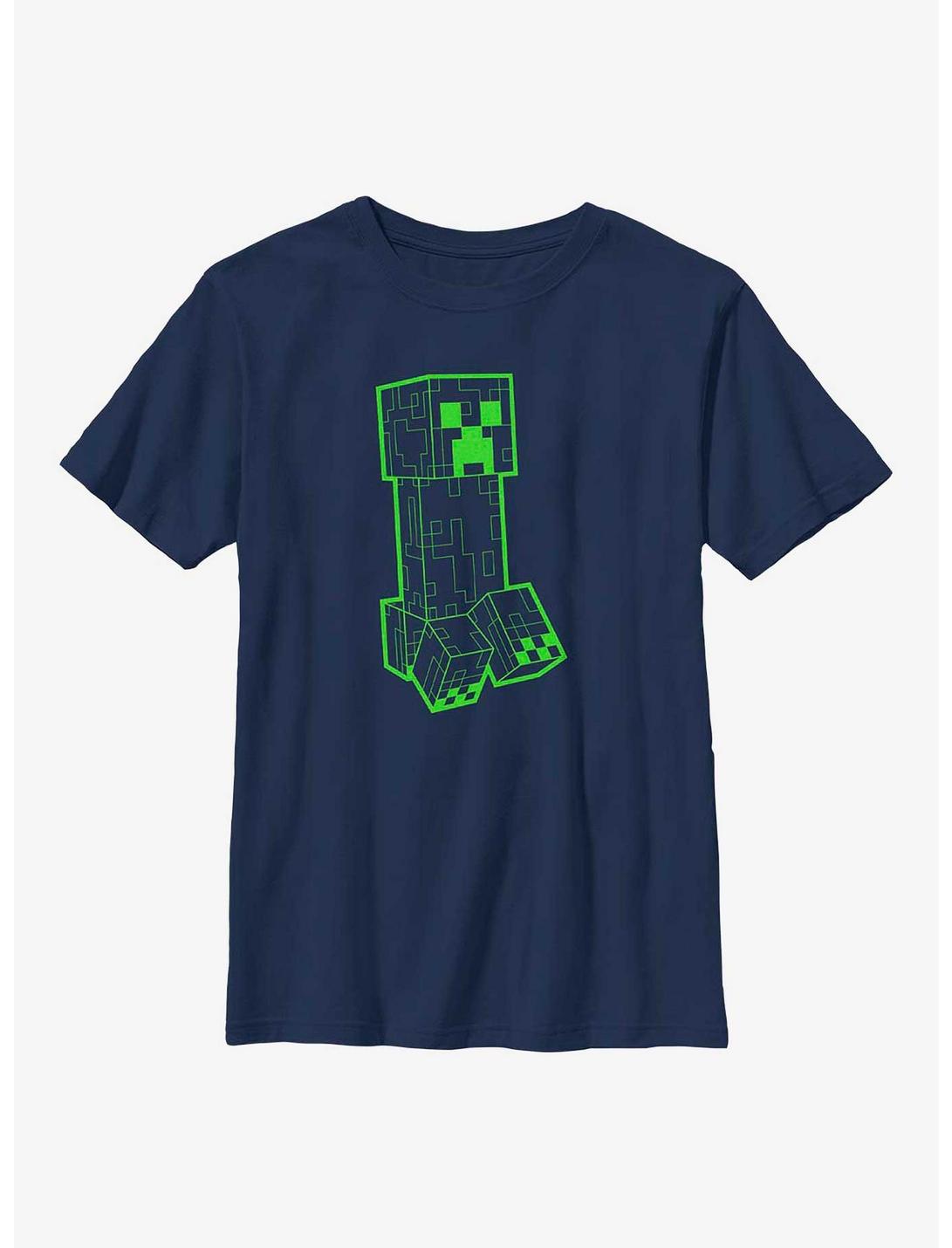 Minecraft Creeper Grid Youth T-Shirt, NAVY, hi-res