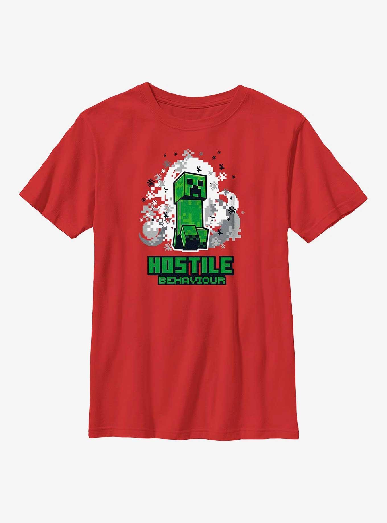 Minecraft Creeper Hostile Youth T-Shirt, RED, hi-res