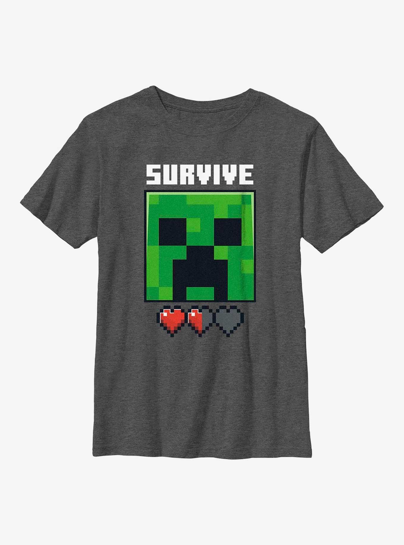 Minecraft Survive Or Game Over Youth T-Shirt, CHAR HTR, hi-res