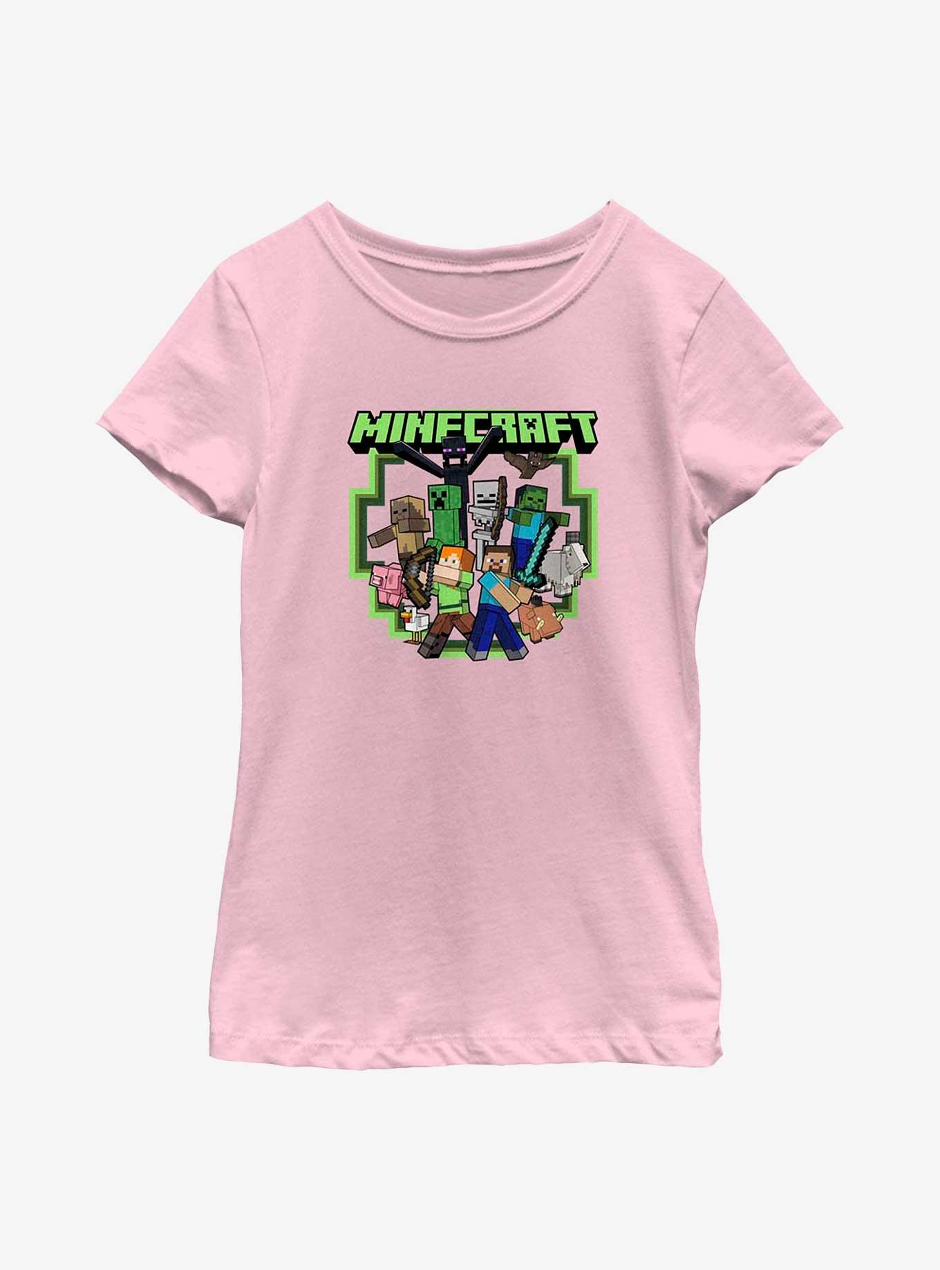 Minecraft All Aboard Youth Girls T-Shirt, PINK, hi-res