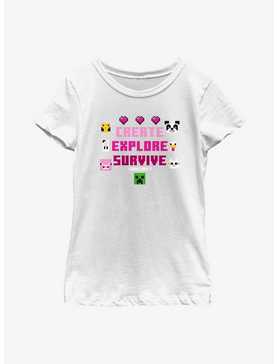 Minecraft Create Explore Survive Youth Girls T-Shirt, , hi-res