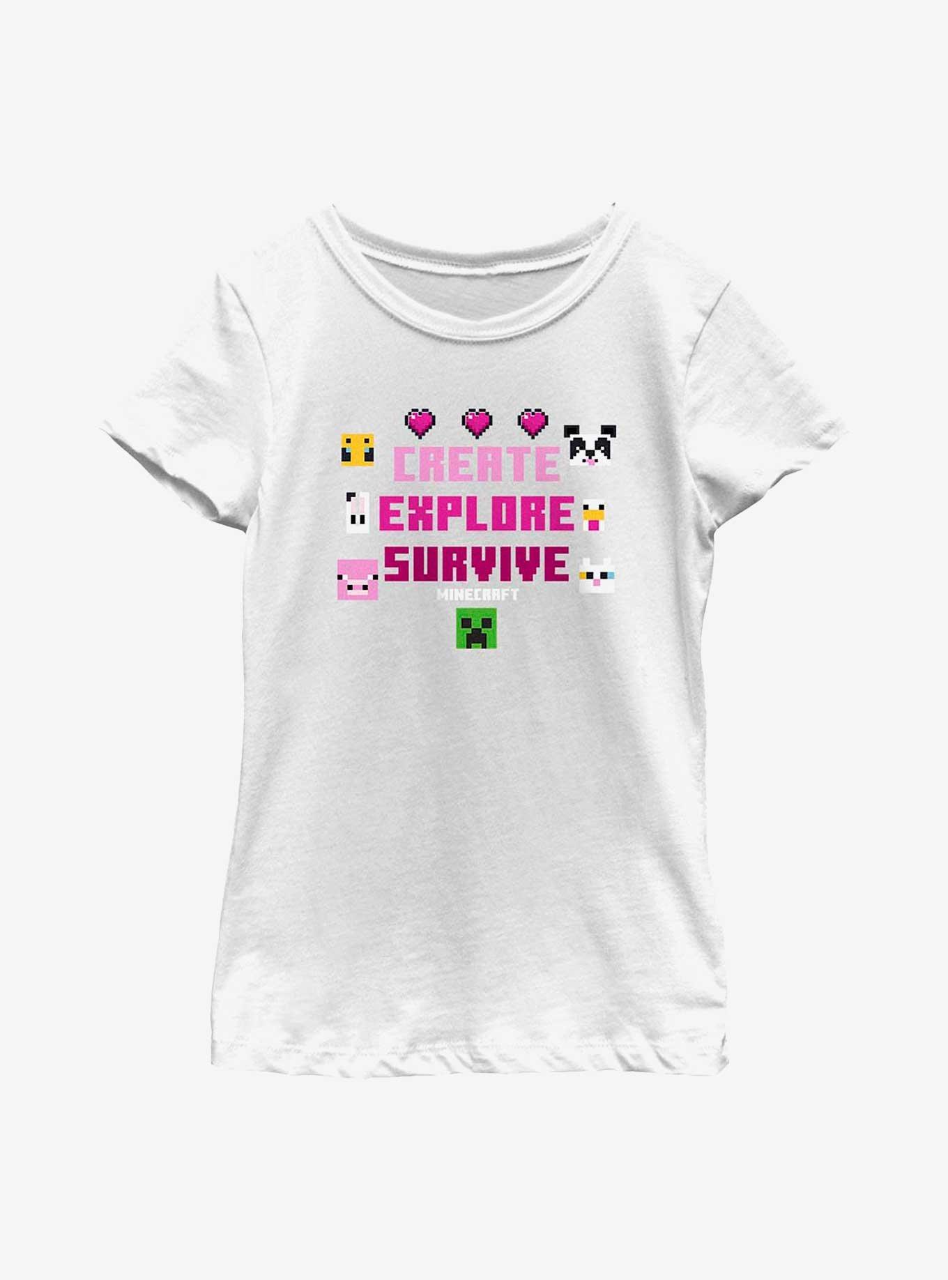 Minecraft Create Explore Survive Youth Girls T-Shirt, , hi-res