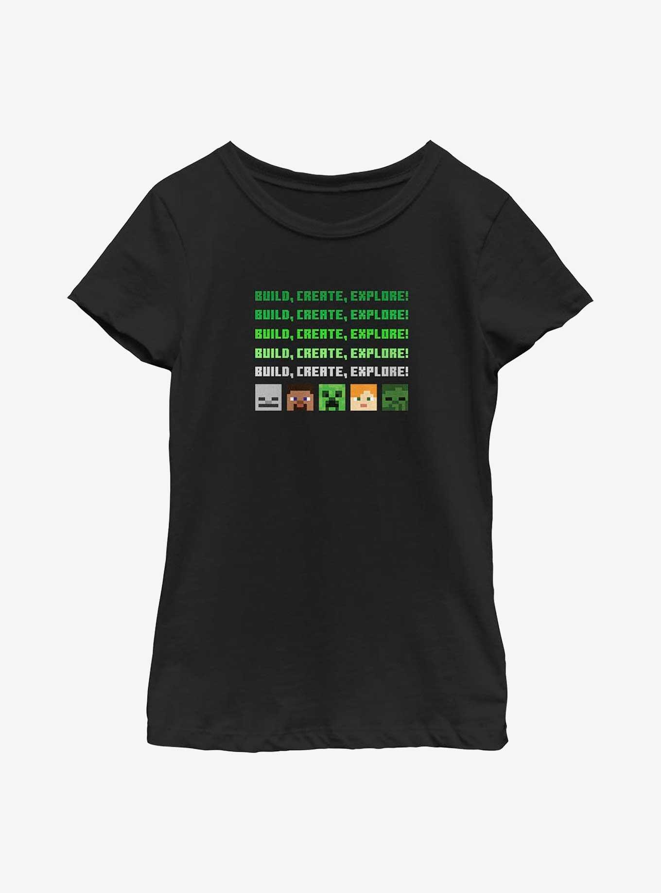 Minecraft Just One More Block Mode Youth Girls T-Shirt, BLACK, hi-res