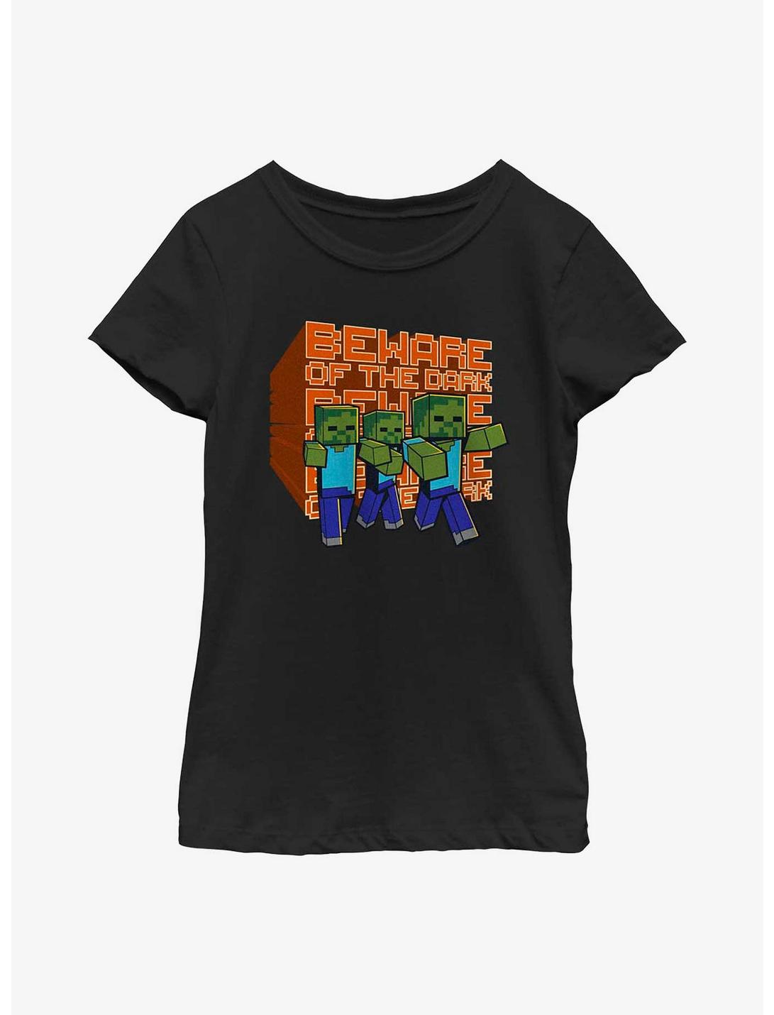 Minecraft Mine Beware Sun Youth Girls T-Shirt, BLACK, hi-res