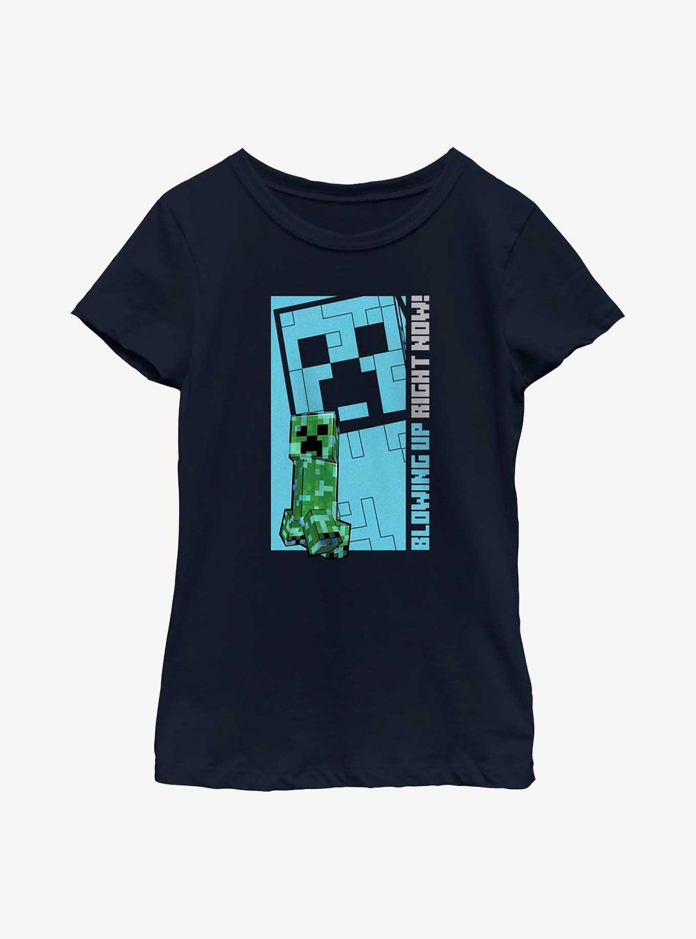 Minecraft Mine Blowing Up Youth Girls T-Shirt, NAVY, hi-res