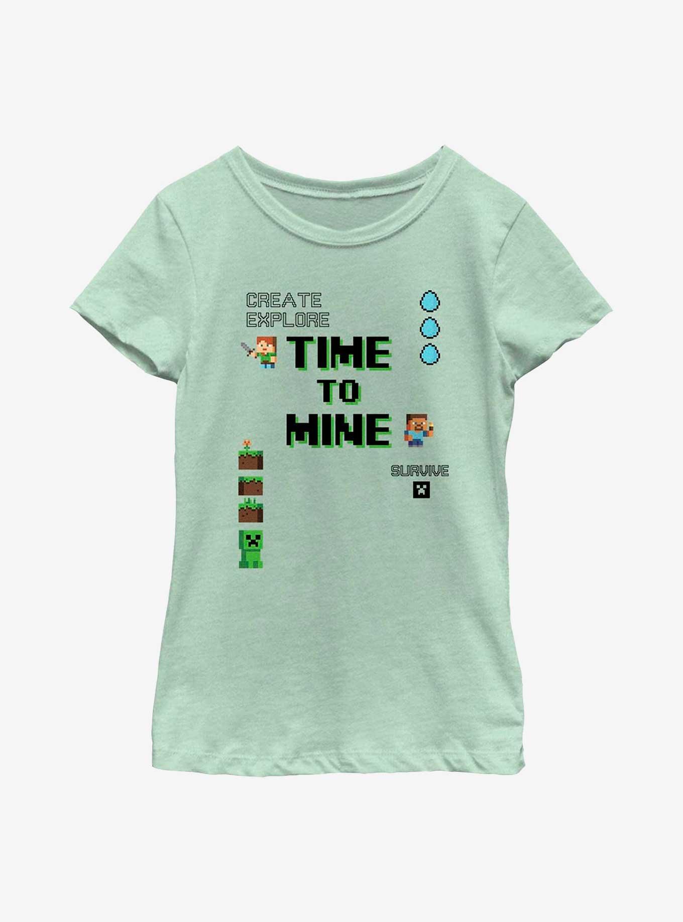 Minecraft My Time To Mine Youth Girls T-Shirt, MINT, hi-res