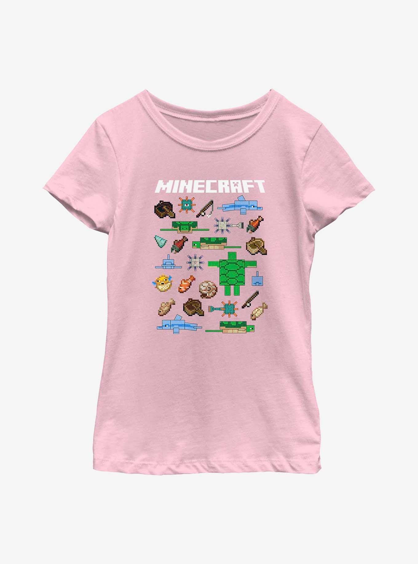 Minecraft Overworld Mobs Youth Girls T-Shirt, PINK, hi-res