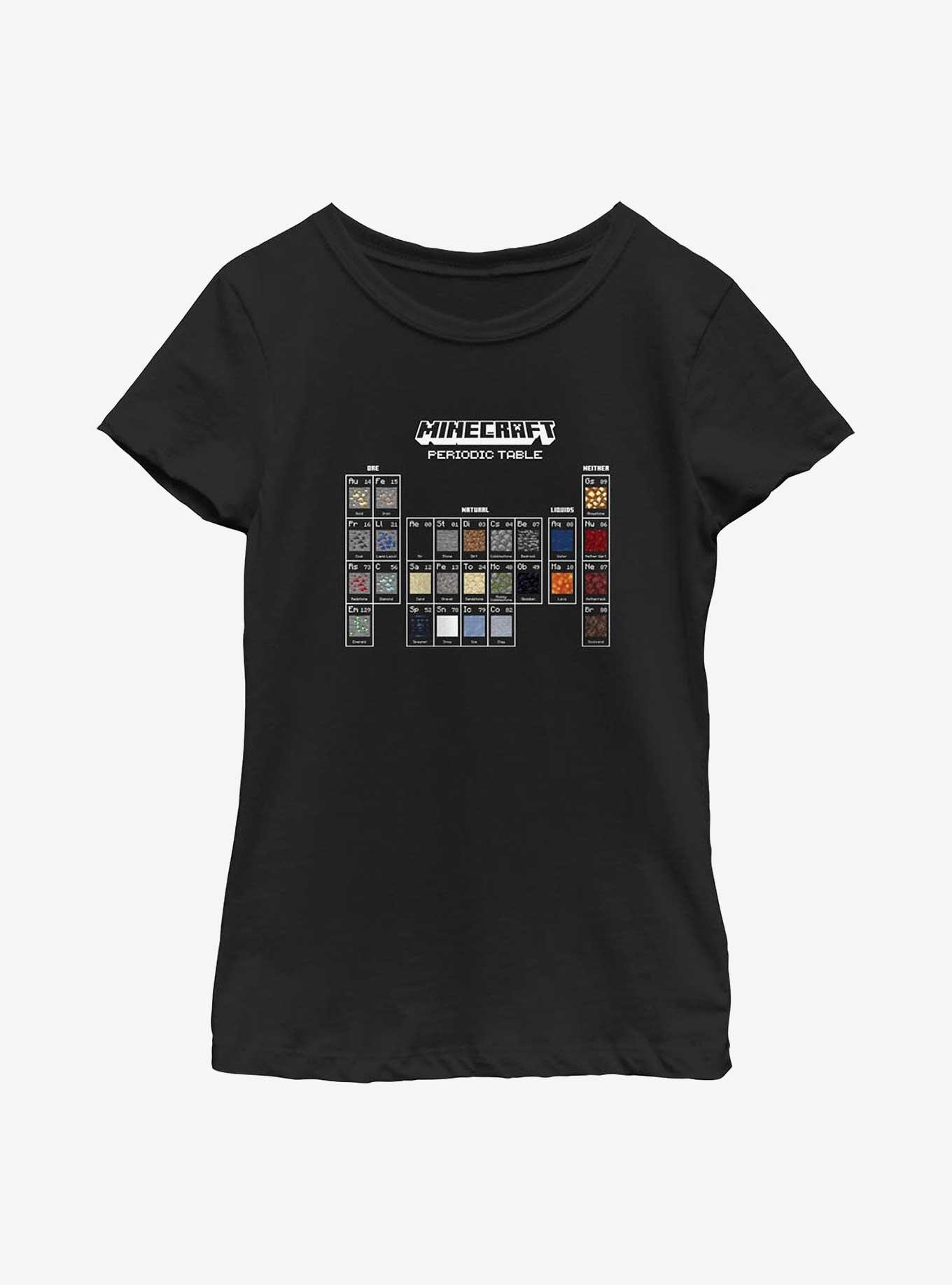 Minecraft Periodic Elements Youth Girls T-Shirt, BLACK, hi-res