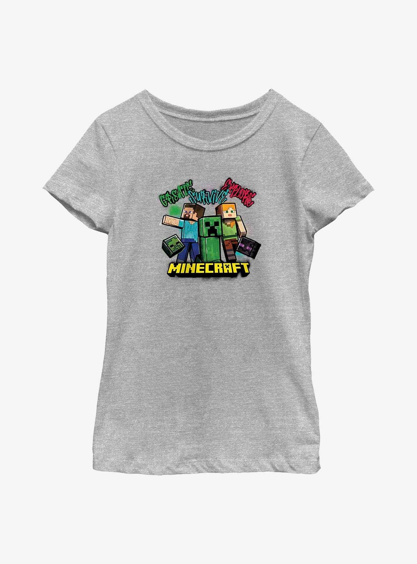 Minecraft Survive Gang Youth Girls T-Shirt, ATH HTR, hi-res