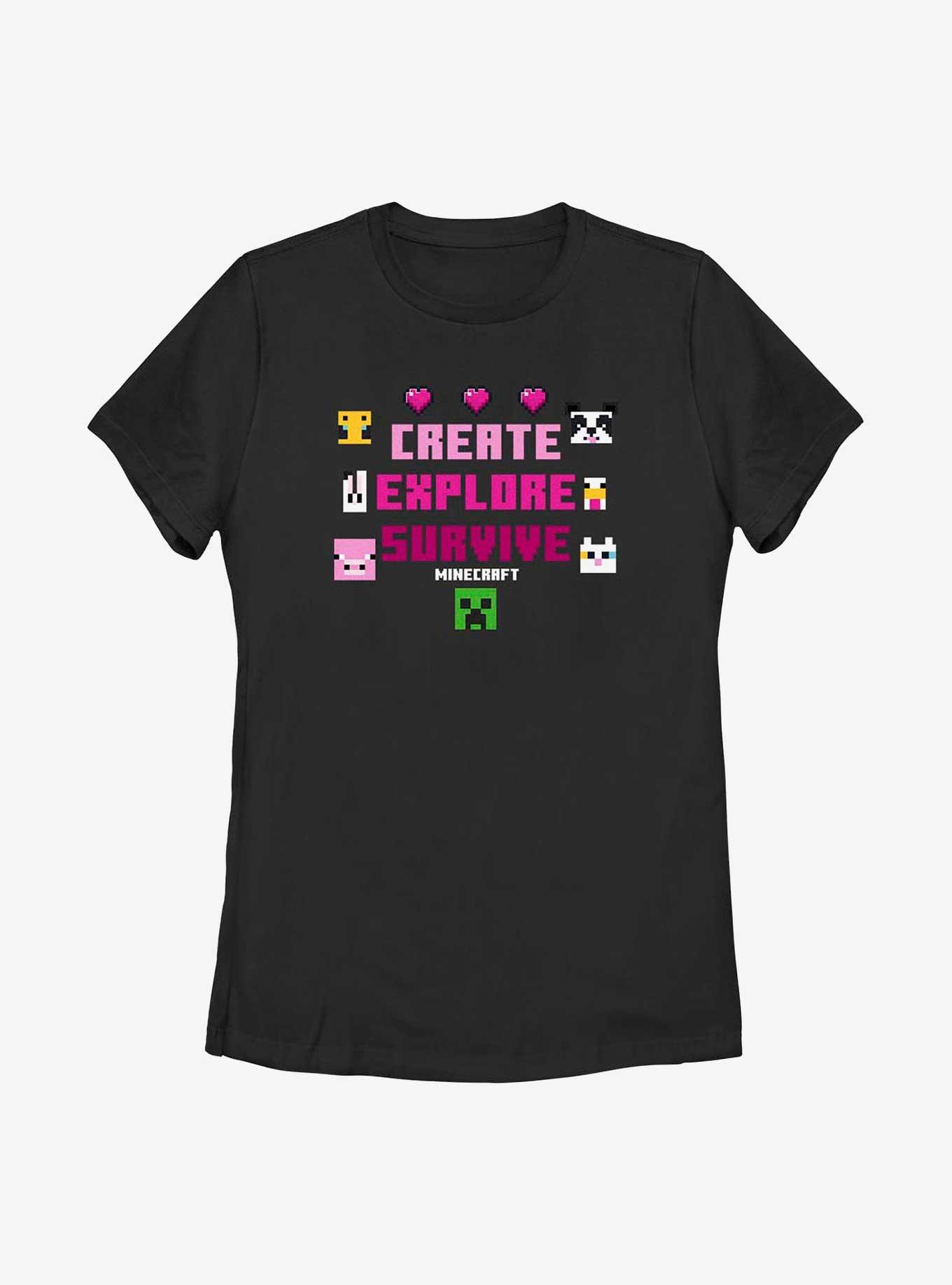Minecraft Create Explore Survive Womens T-Shirt, , hi-res