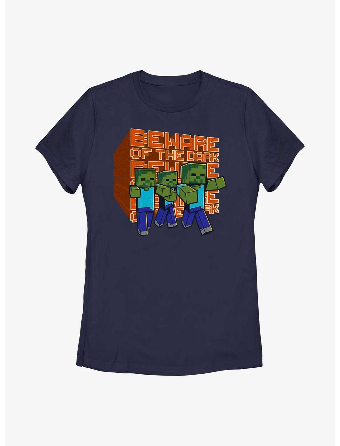 Minecraft Mine Beware Sun Womens T-Shirt, NAVY, hi-res
