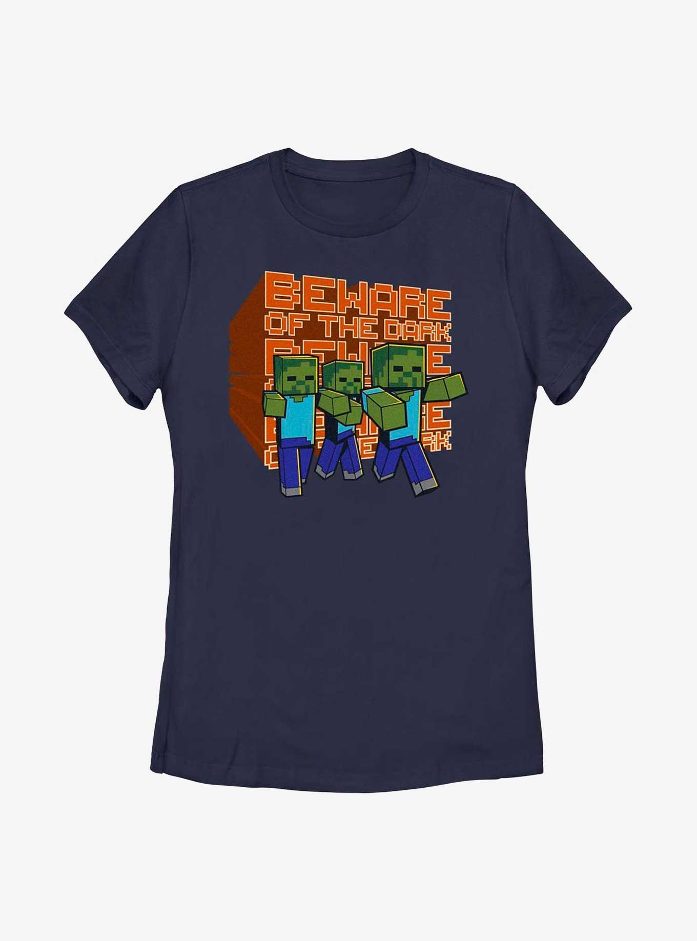 Minecraft Mine Beware Sun Womens T-Shirt, NAVY, hi-res