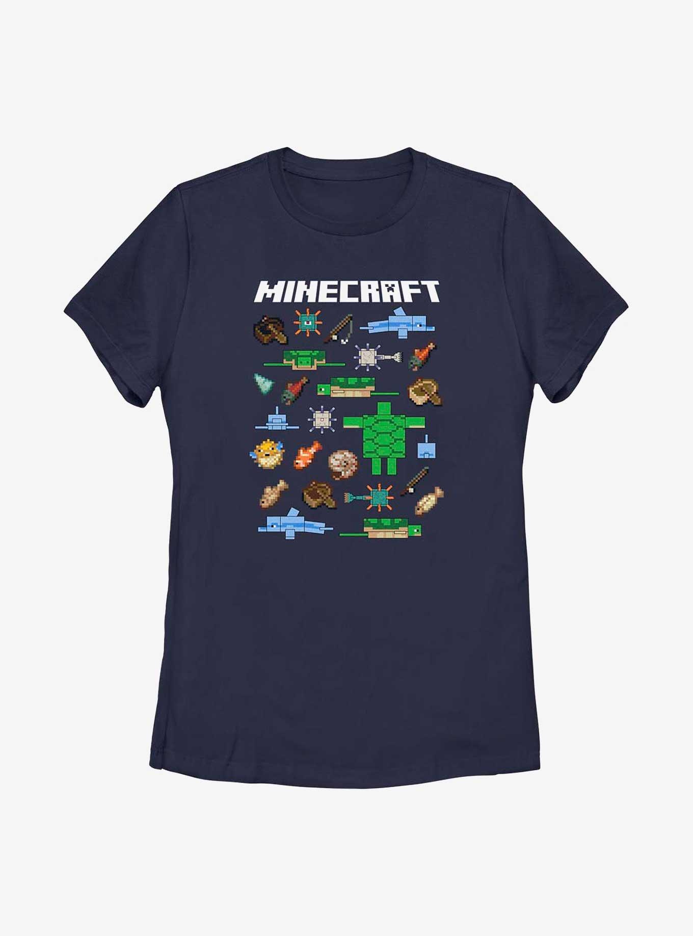 Minecraft Overworld Mobs Womens T-Shirt, NAVY, hi-res