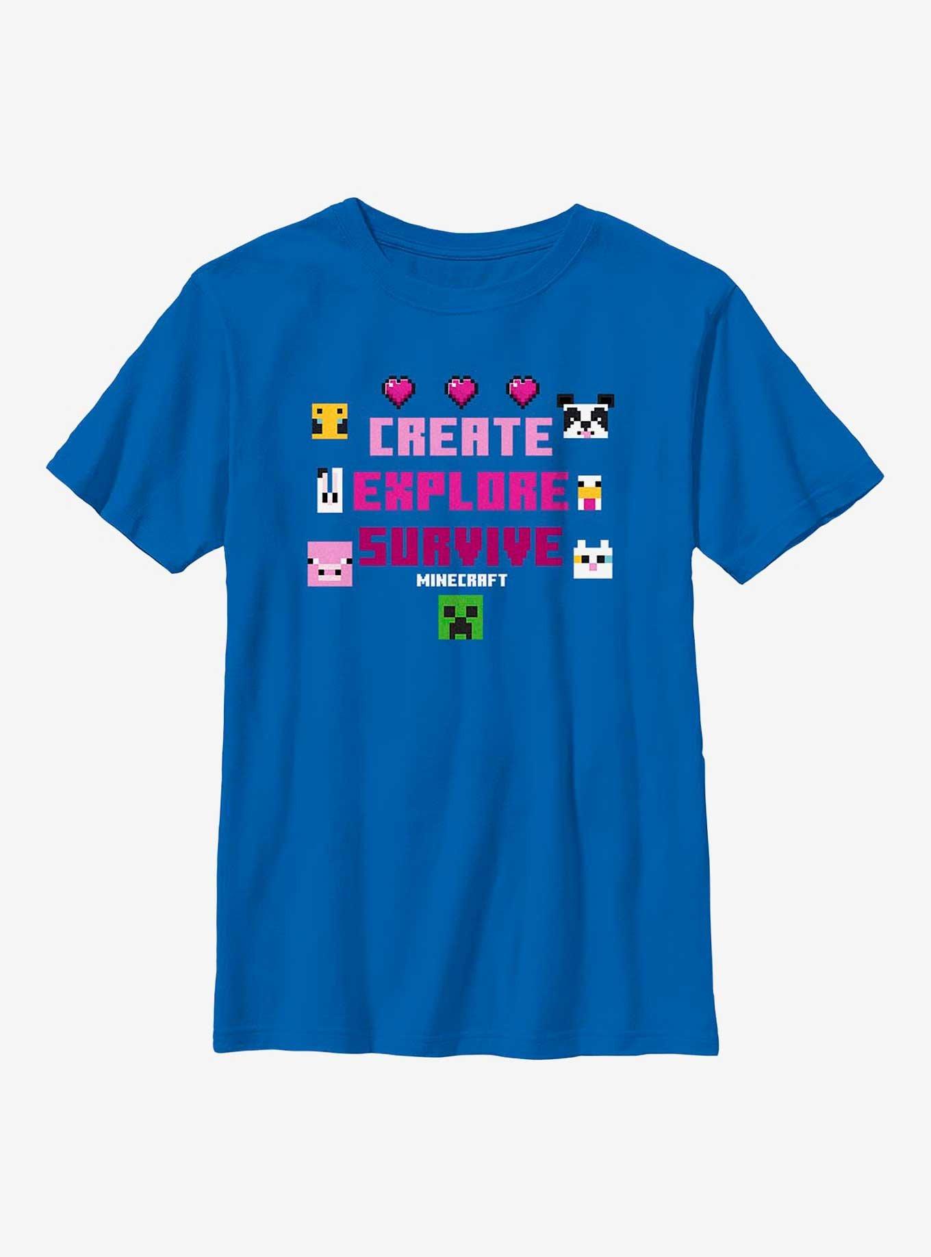 Minecraft Create Explore Survive Youth T-Shirt, , hi-res