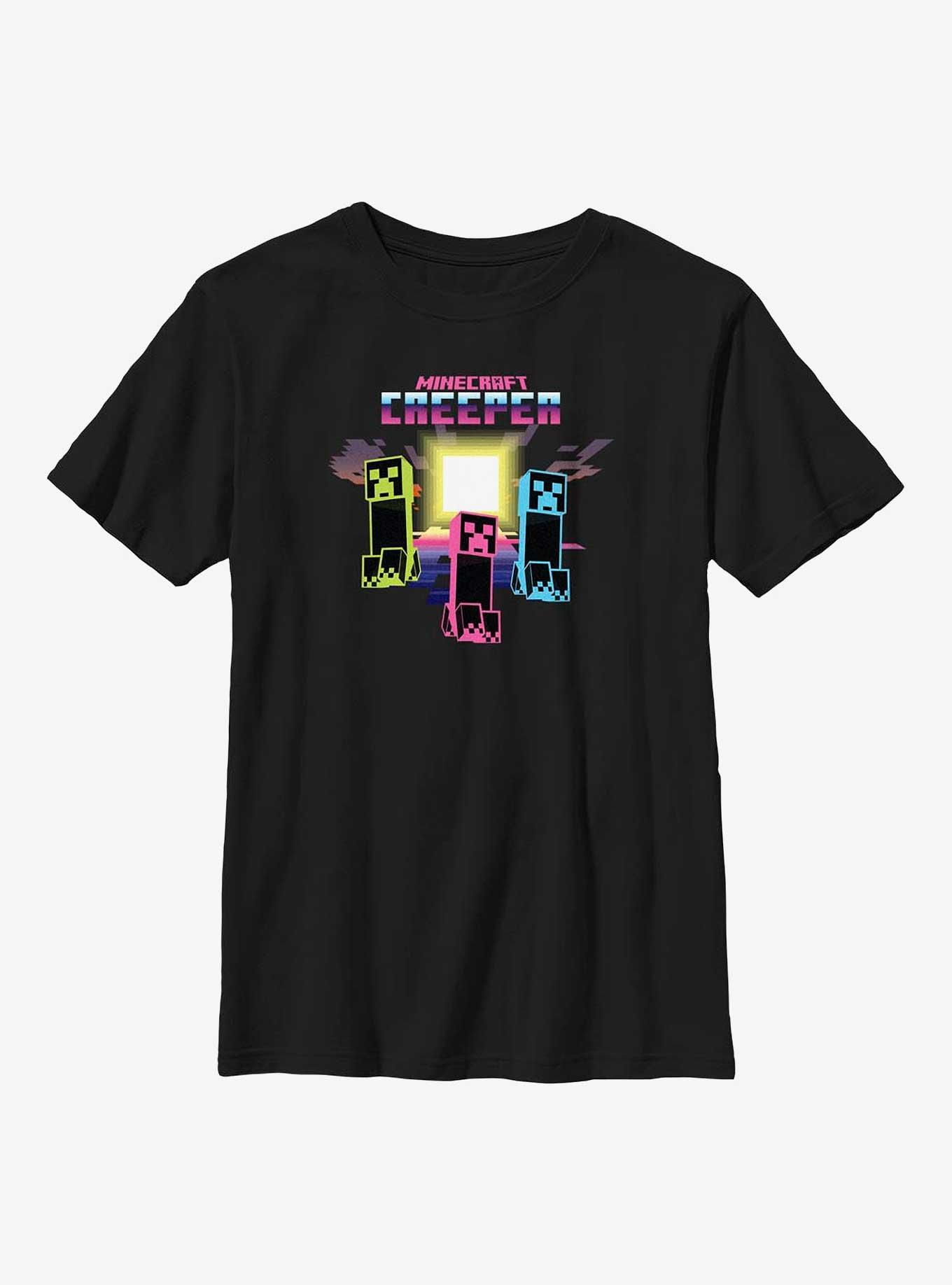 Minecraft Creeper Vibes Youth T-Shirt, BLACK, hi-res