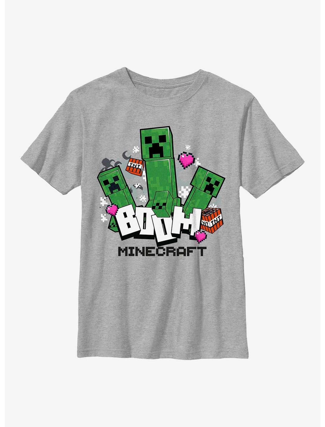 Minecraft Heart Goes Boom Youth T-Shirt, ATH HTR, hi-res