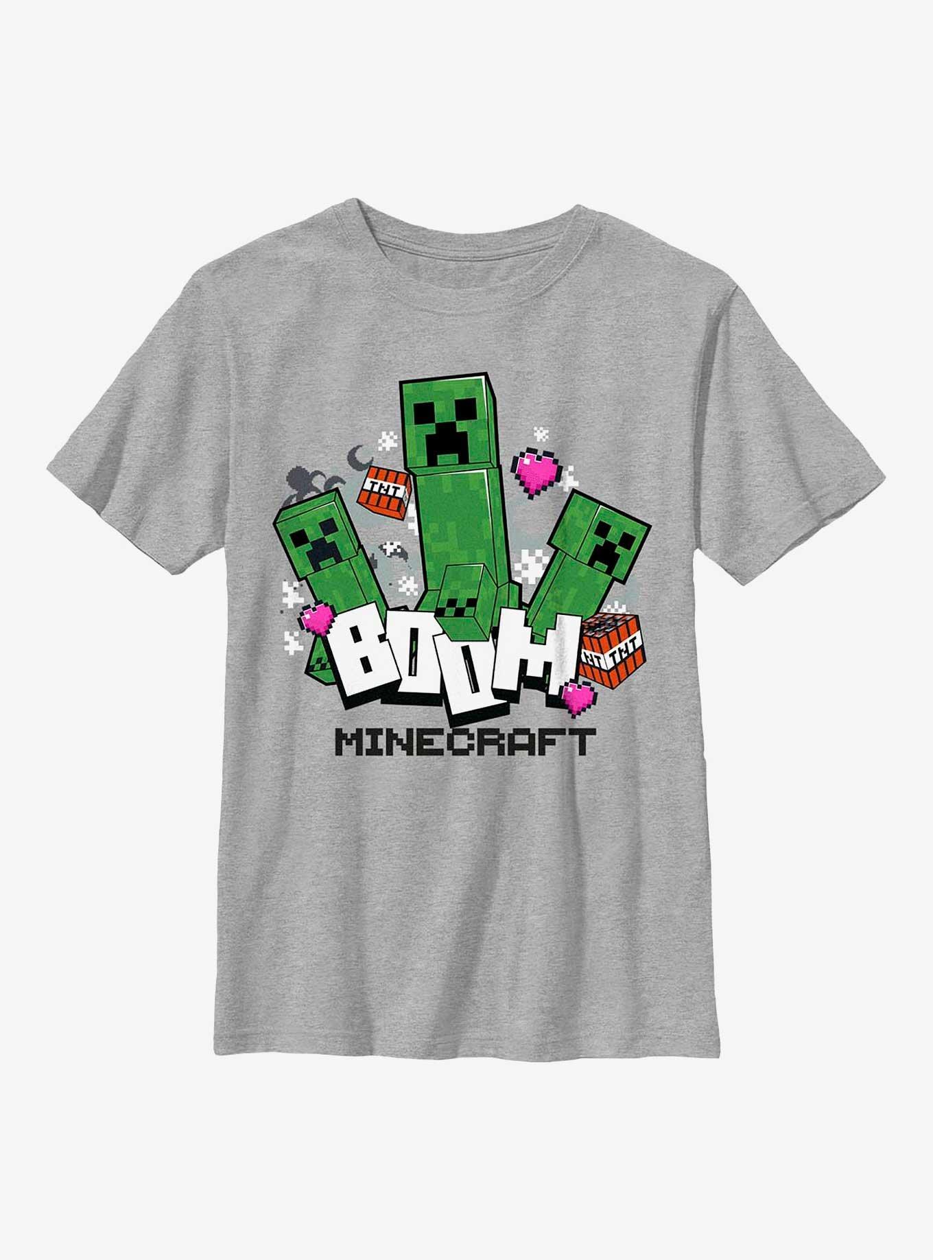 Minecraft Heart Goes Boom Youth T-Shirt, ATH HTR, hi-res
