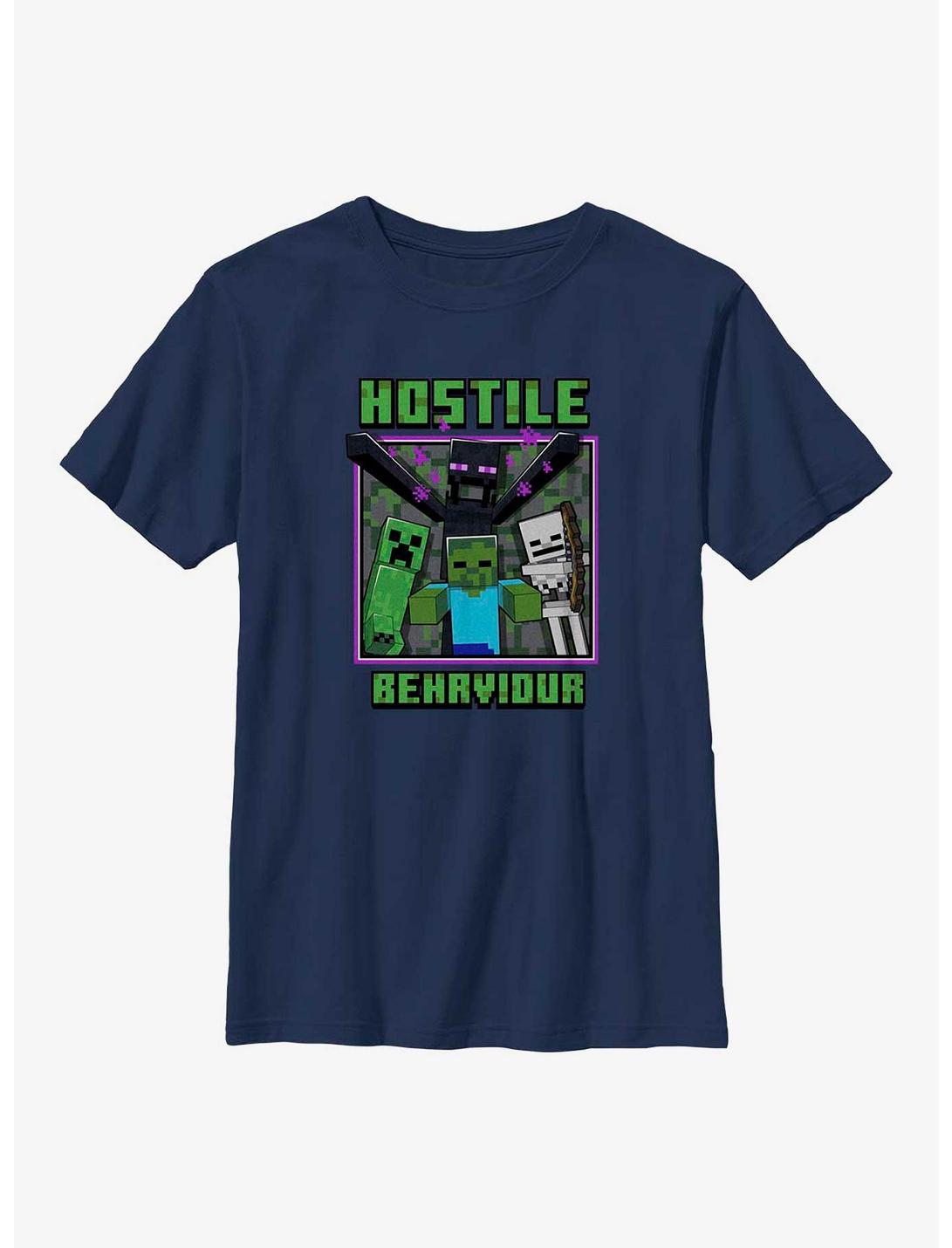 Minecraft Hostile Behavior Youth T-Shirt, NAVY, hi-res