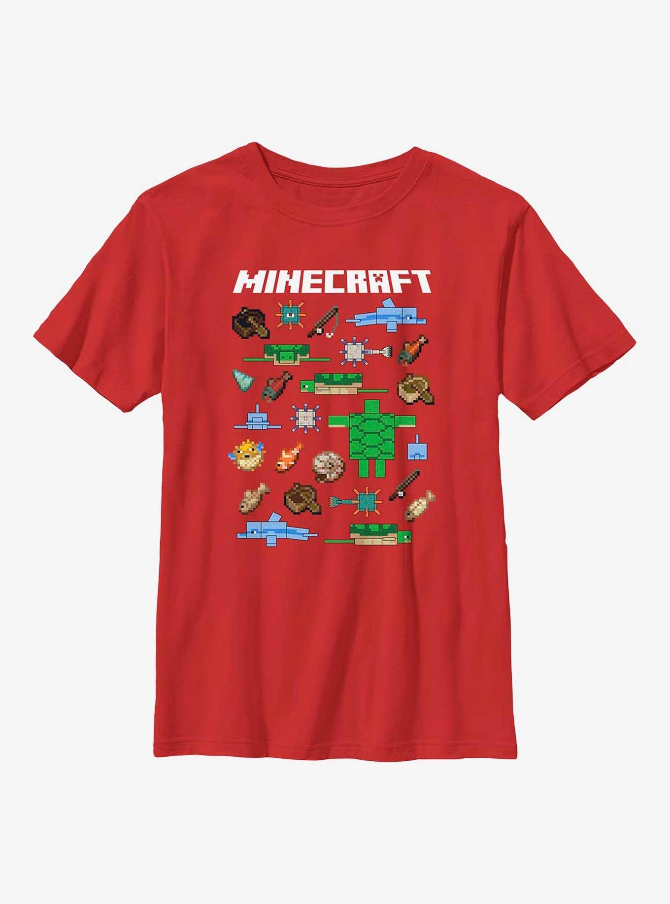 Minecraft Overworld Mobs Youth T-Shirt, RED, hi-res