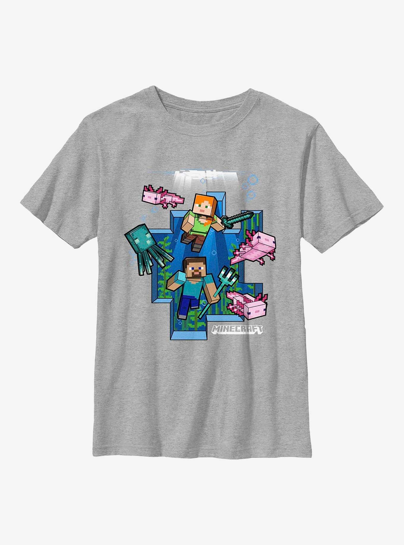 Minecraft Under Water Youth T-Shirt, ATH HTR, hi-res