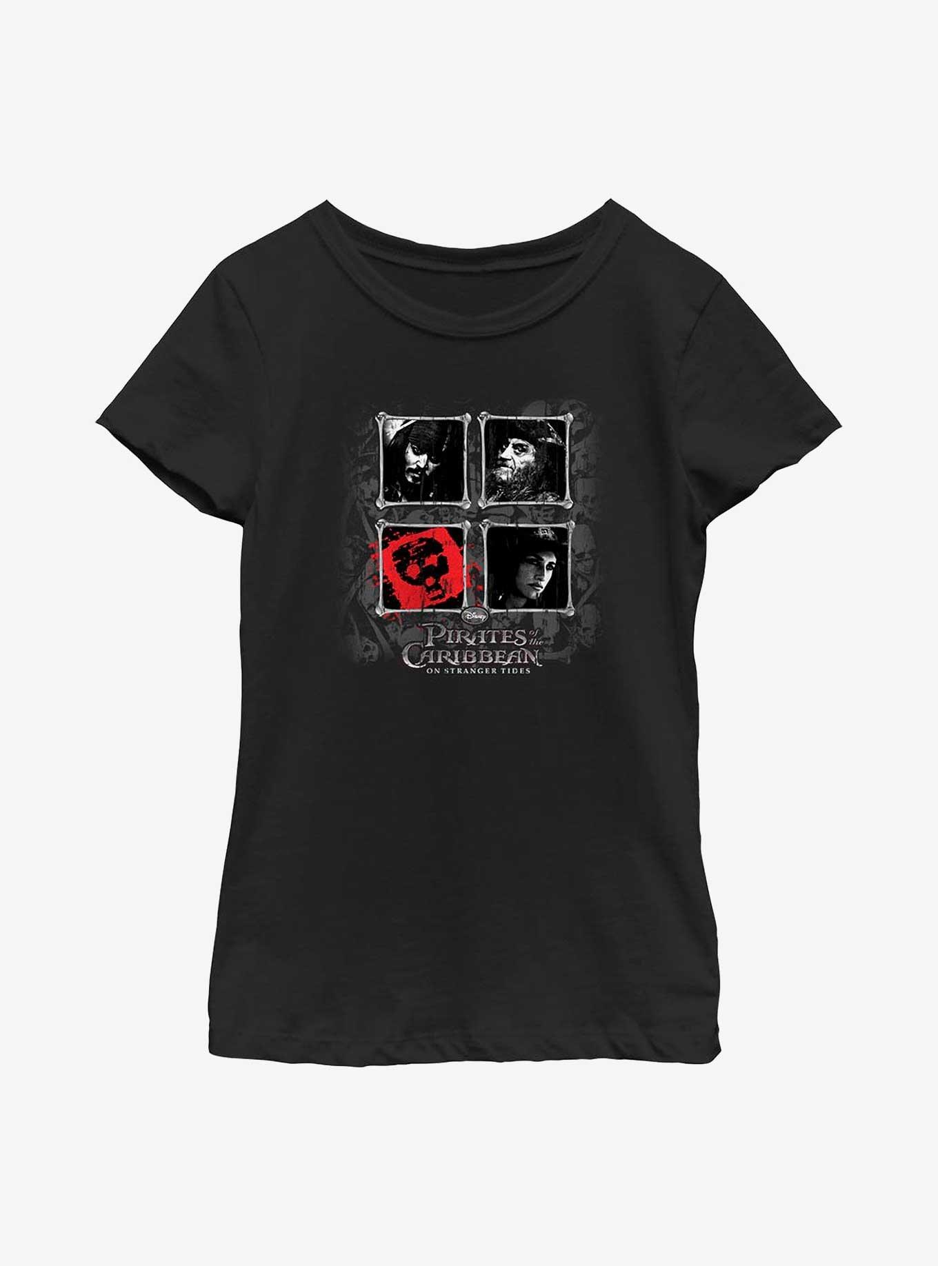 Disney Pirates Of The Caribbean: On Stranger Tides Visage Youth Girls T-Shirt, BLACK, hi-res