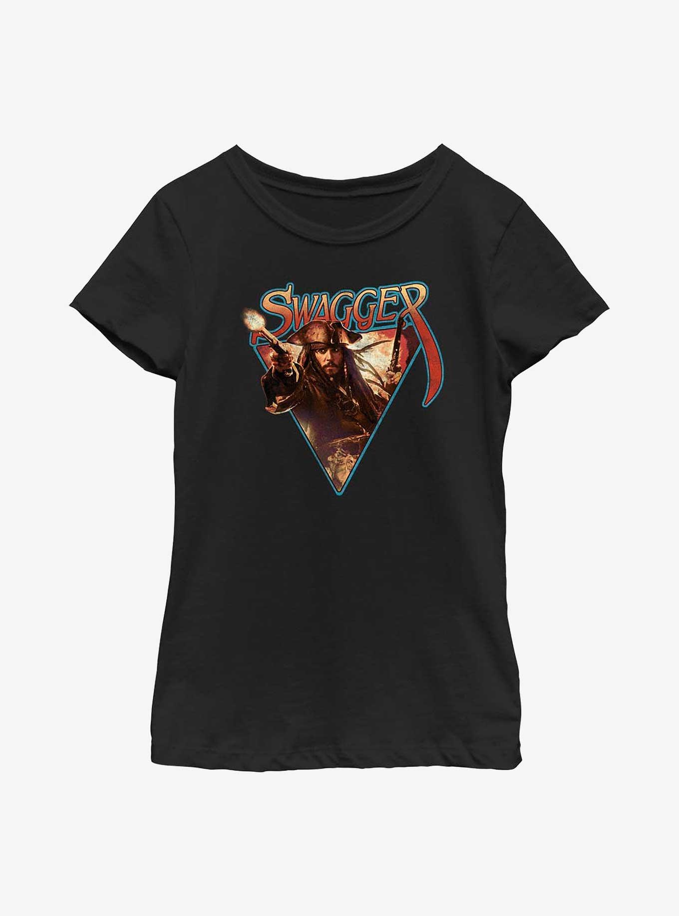 Disney Pirates Of The Caribbean Jack Sparrow Swagger Youth Girls T-Shirt, BLACK, hi-res