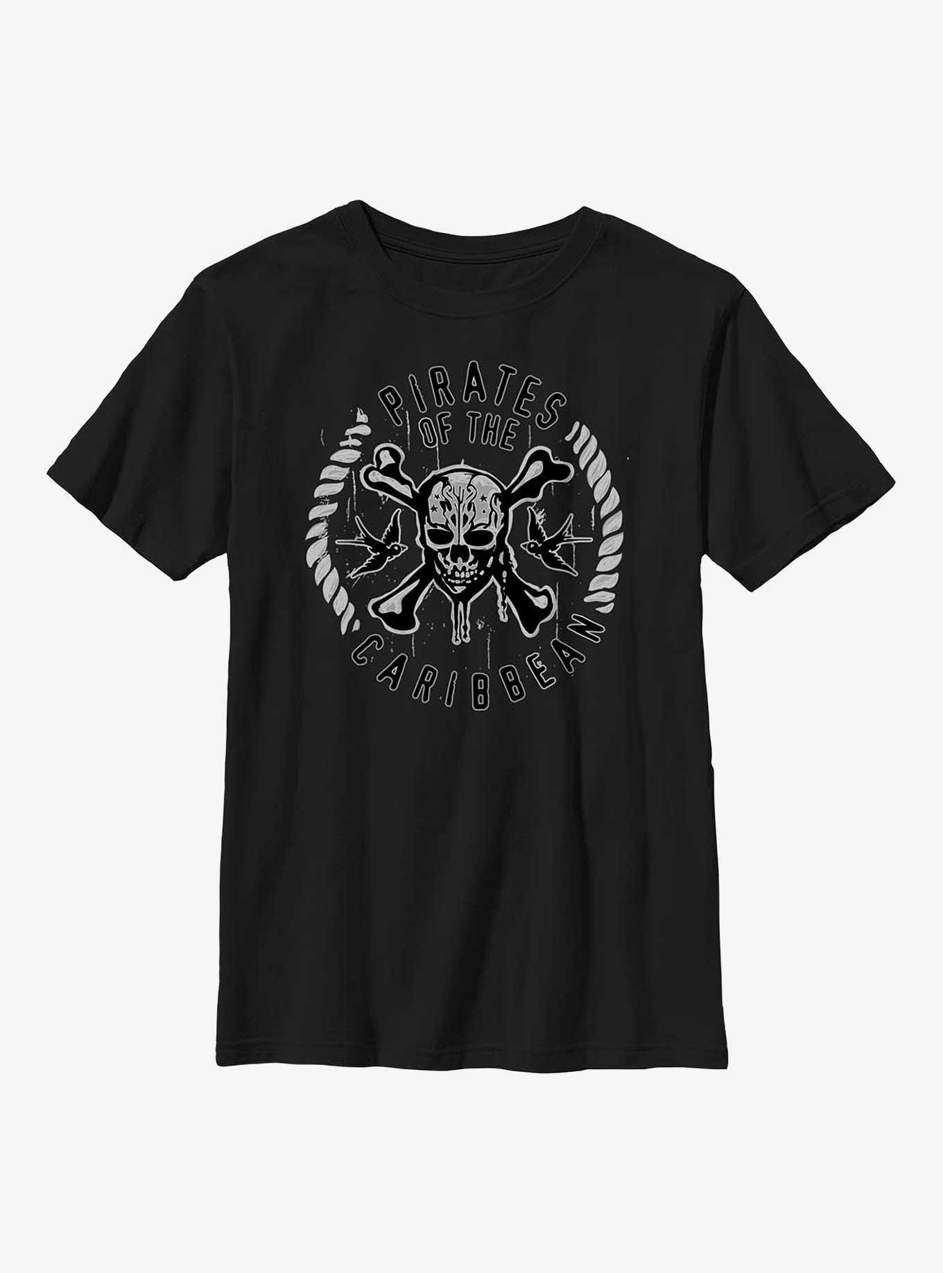 Disney Pirates Of The Caribbean Crossbones Sparrow Youth T-Shirt, BLACK, hi-res