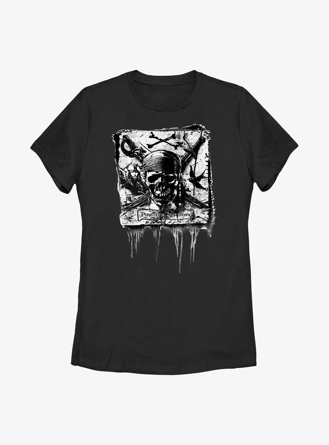 Disney Pirates Of The Caribbean Crossbones Womens T-Shirt, BLACK, hi-res